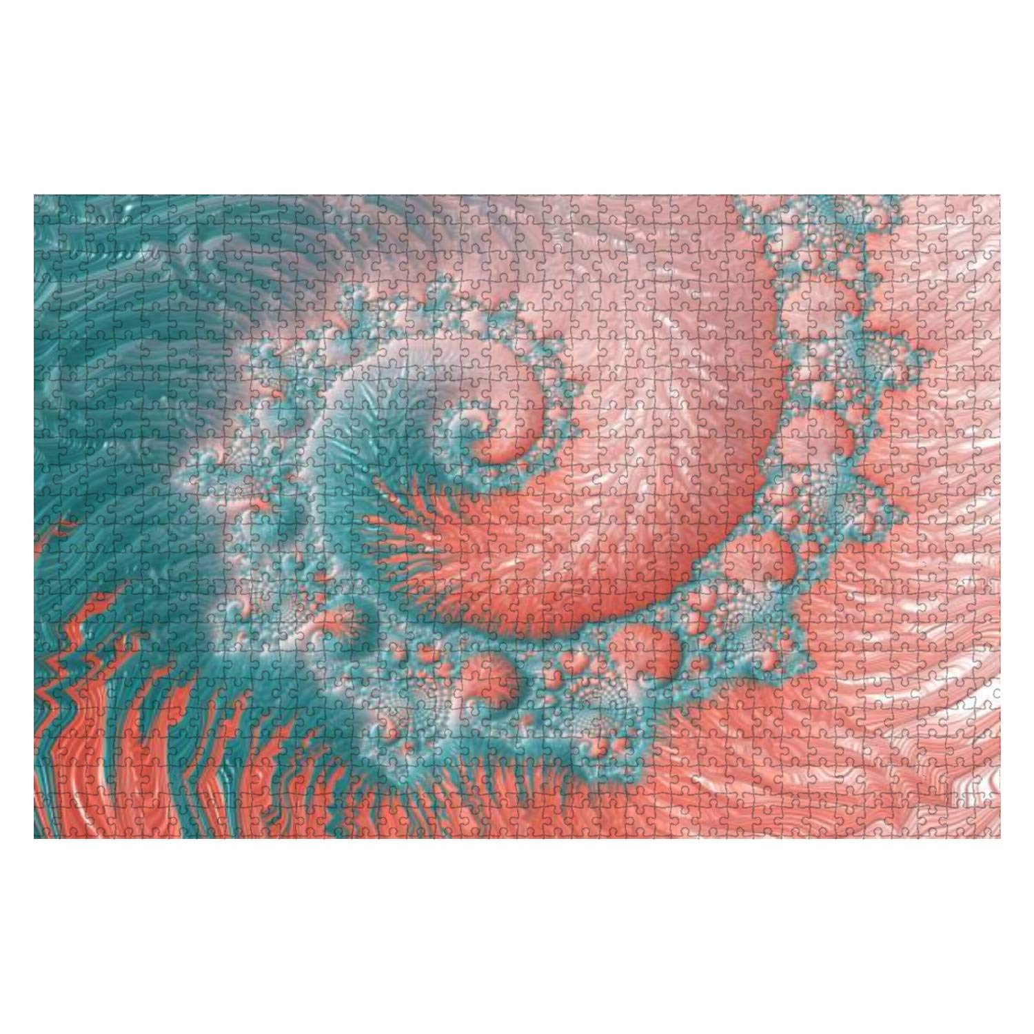 1000-Piece Wooden Jigsaw Puzzle - Abstract Living Coral Reef with Colorful Sea Spiral Pattern, Trendy Educational Toy for Kids & Adults - Stress Relief Game for Family Game Night & Classroom Activities