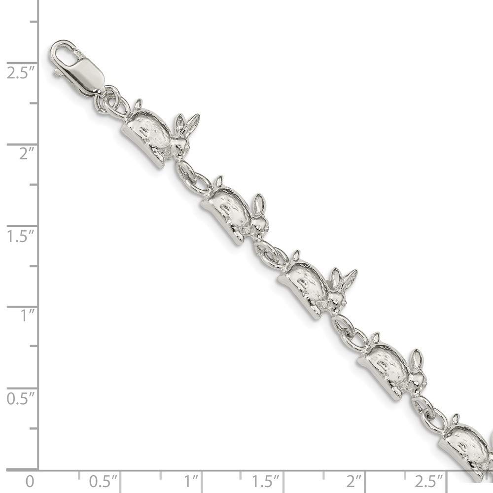 Roy Rose Jewelry Sterling Silver Rabbit Charm Bracelet - 7 Inch Adjustable Length for Women - Perfect Gift for Birthday, Anniversary & Everyday Wear