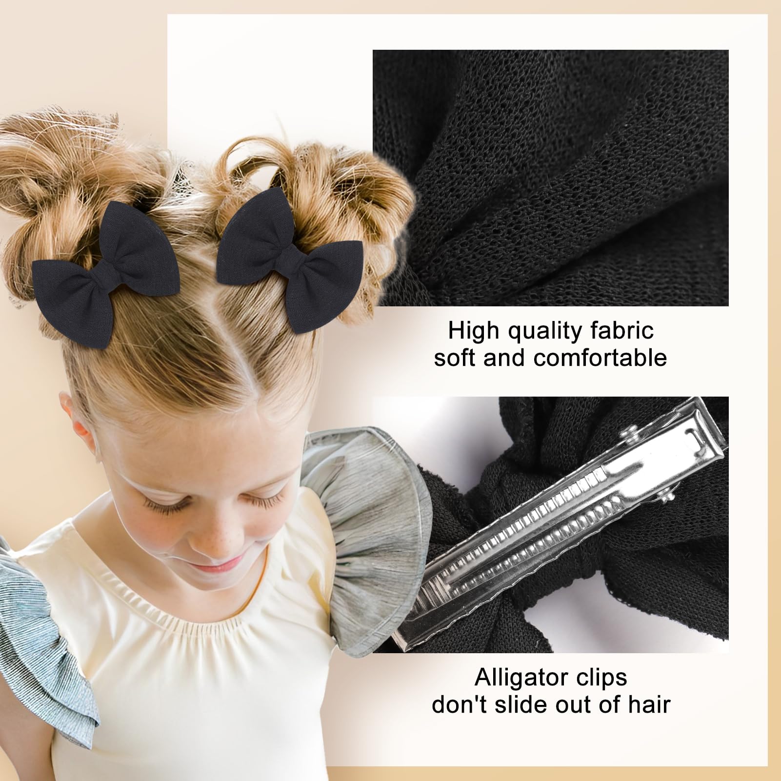 **Handmade Baby Girls Hair Bows Clips Set - 3