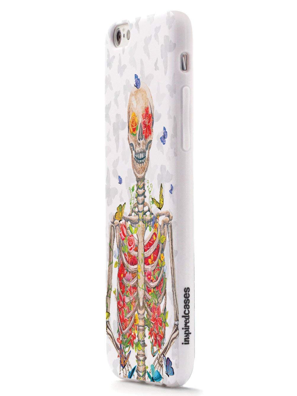 **Inspired Cases for iPhone 7 Plus - 3D Textured Protective Phone Cover with Flower Skeleton & Butterflies Design - Shockproof & Anti-Scratch - Perfect for Daily Use, Travel & Outdoor Activities**
