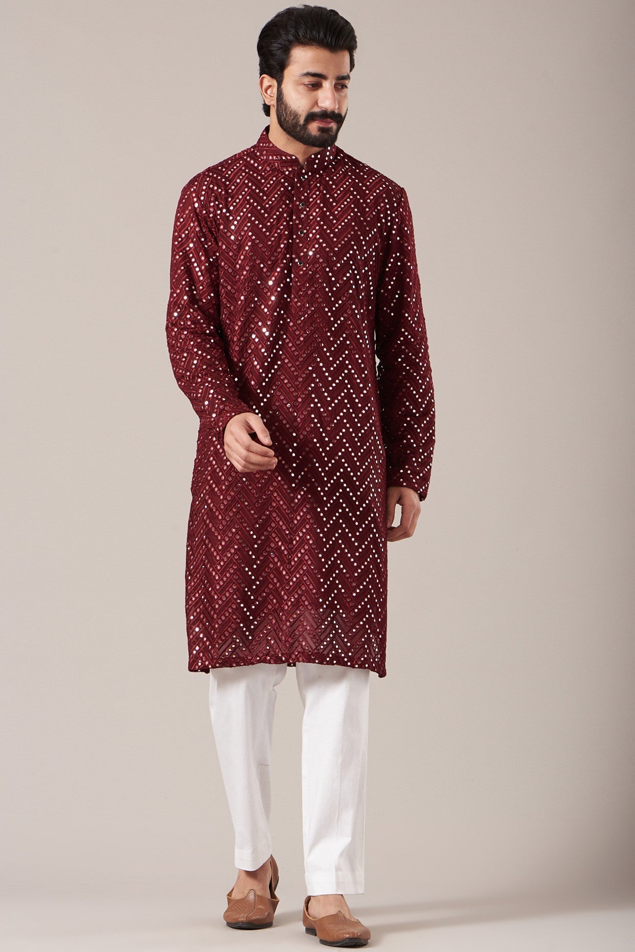 Elegant Maroon Georgette Kurta for Women - Stylish Indian Tunic Top for Casual & Festive Wear - Perfect for Parties, Weddings & Ethnic Outfits