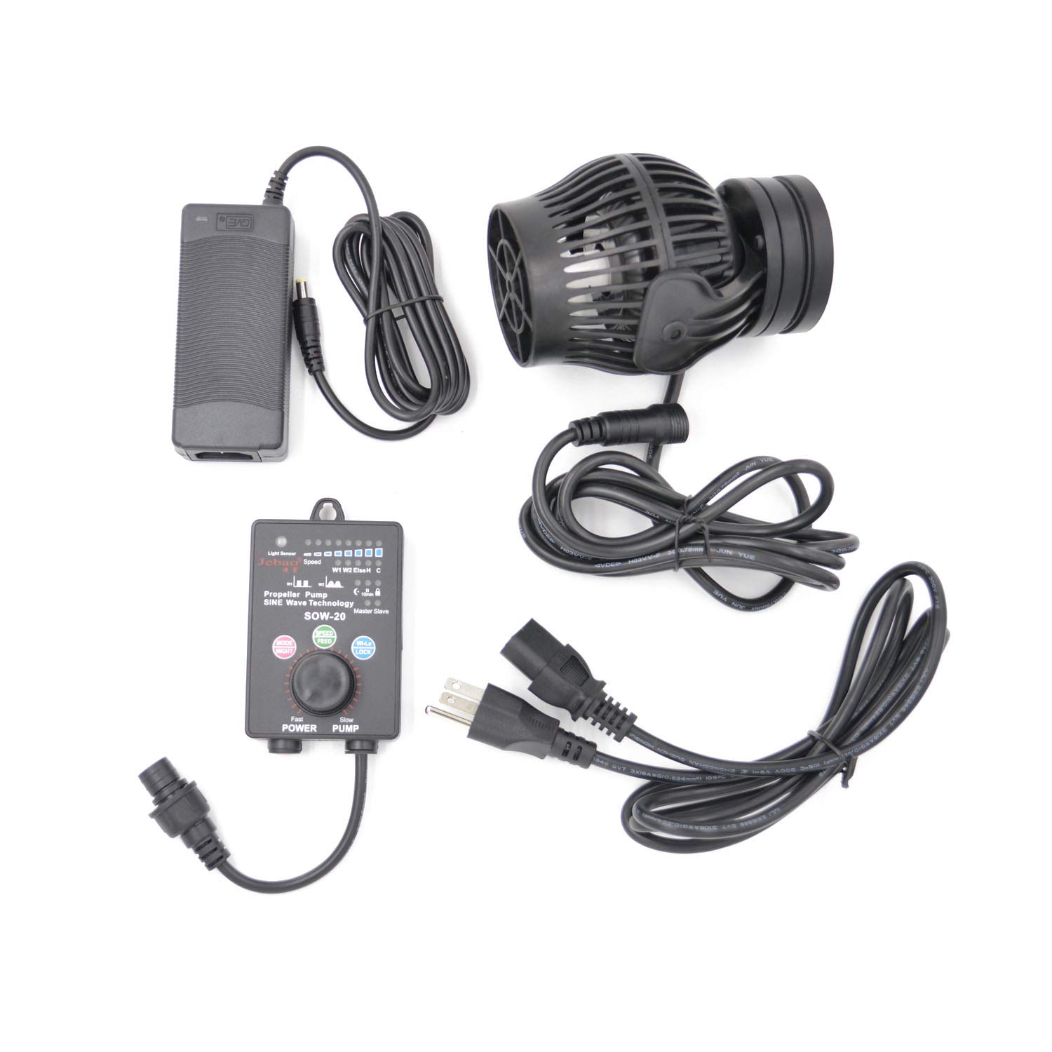 Jebao SOW-20 Wave Maker Flow Pump with Controller for Saltwater Marine Reef Aquarium - Powerful Water Circulation for Coral Tanks & Fish Tanks