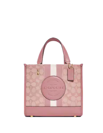 Coach Dempsey Tote 22 - Signature Jacquard Stripe Shoulder Bag with Coach Patch - Perfect for Work, Travel & Everyday Use