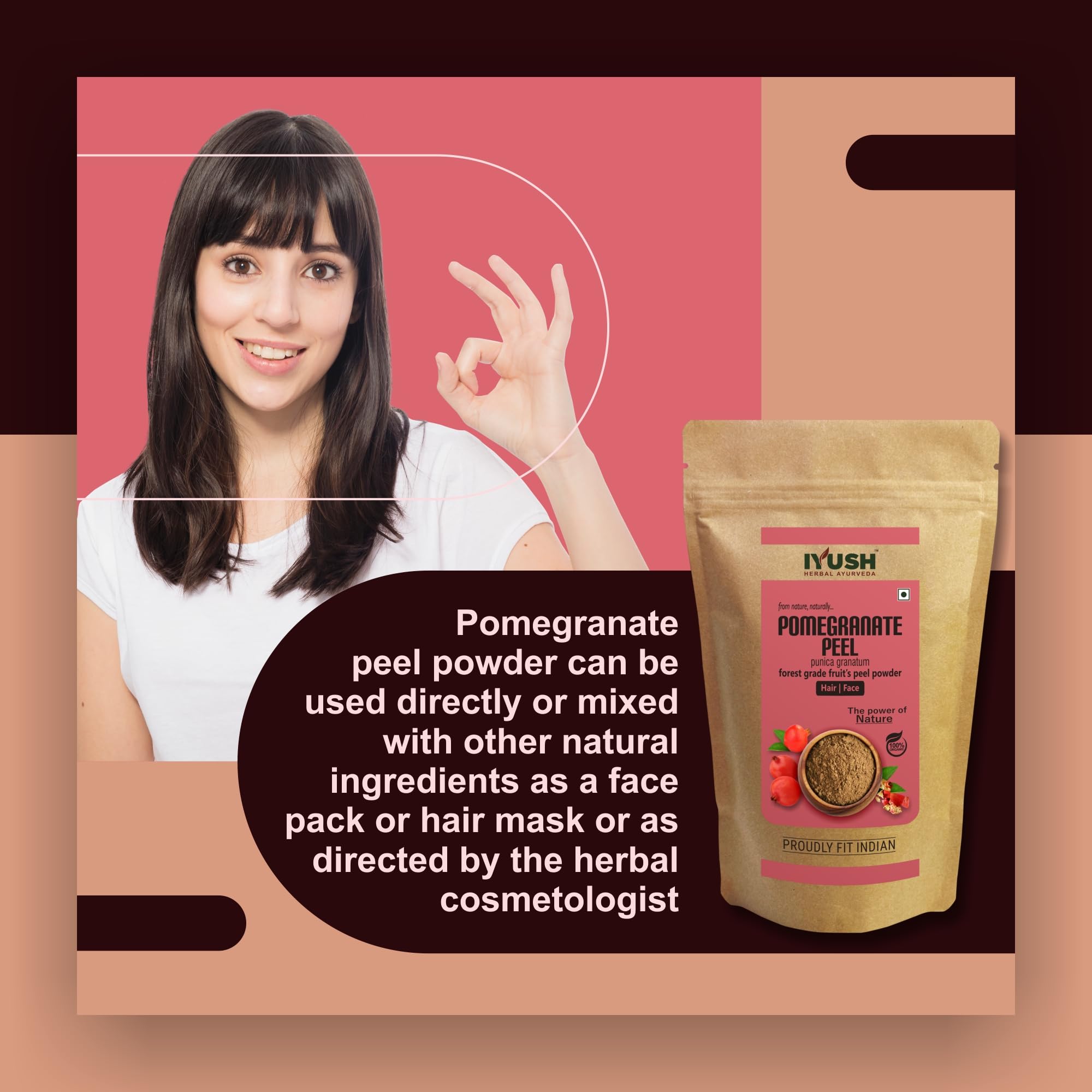 IYUSH Herbal Ayurveda Pomegranate Peel Powder – 900gm | Natural Pomegranate Powder for Skin Whitening, Detan & Glow | Anar Powder for Face Pack, Hair Care & Healthy Drinks | Organic Skin Brightening Treatment for Dry & Oily Skin | DIY Beauty & Wellness Solution