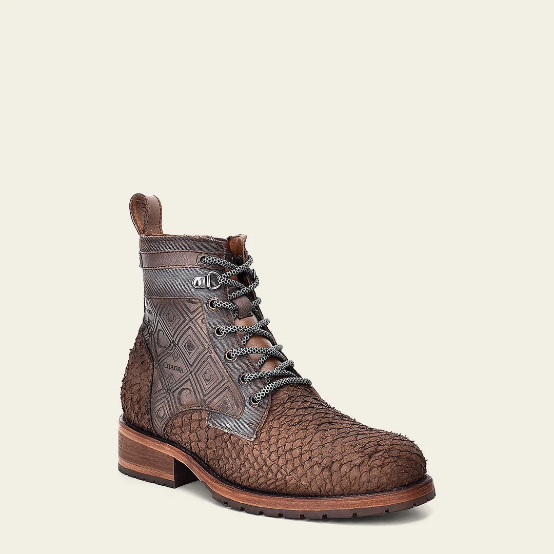 Men's Cuadra Casual Pirarucu Skin Ankle Boots - Waterproof & Comfortable for Outdoor, Work & Daily Wear