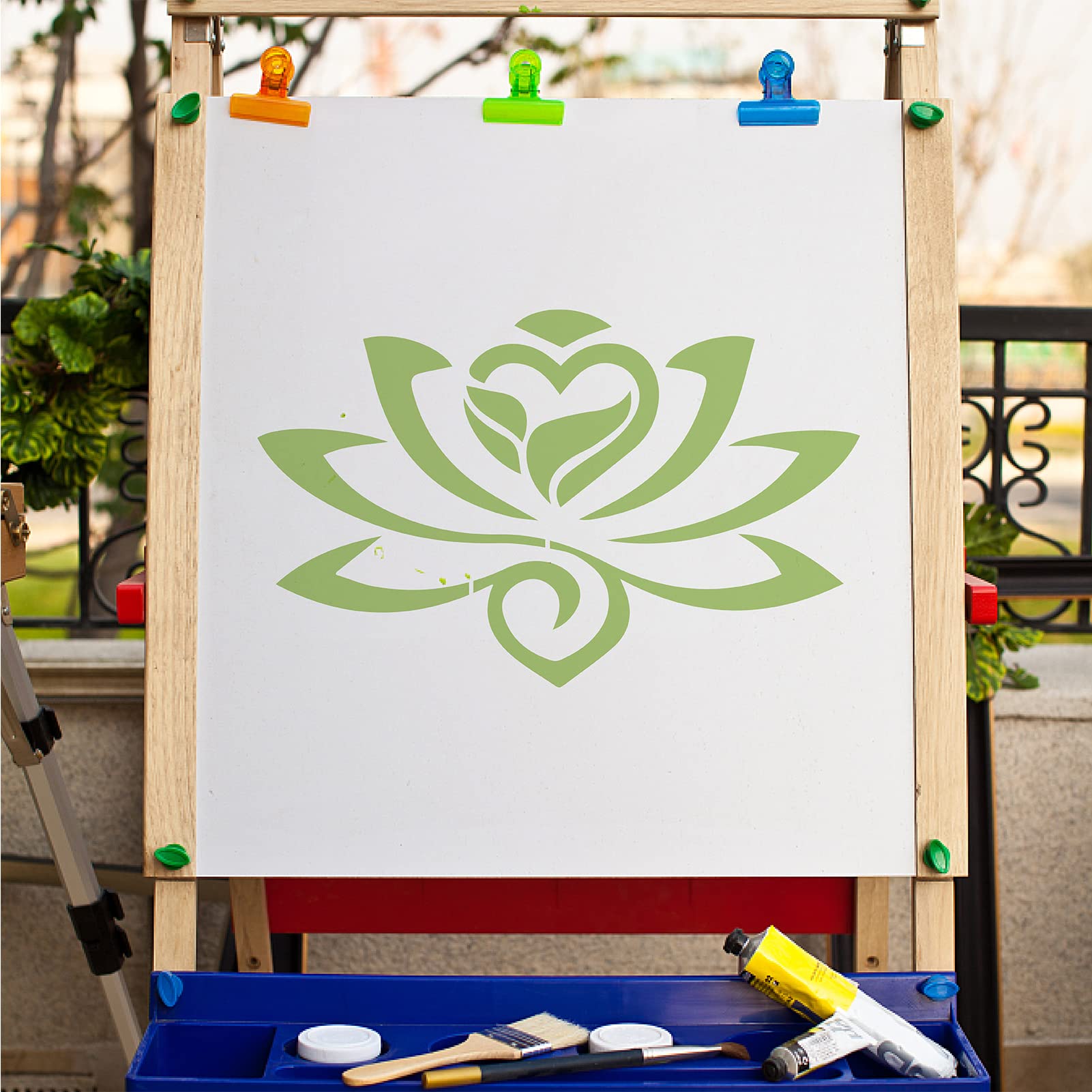 GORGECRAFT 11.8x11.8 Inch Large Lotus Flower Stencil Template - Reusable Square Plastic Stencils for Painting on Wood, Wall, Floor, Tile, Scrapbooking & Card Making - Home Decor & DIY Art Projects (Perfect for Wall Murals, Furniture Upcycling & Craft Designs)
