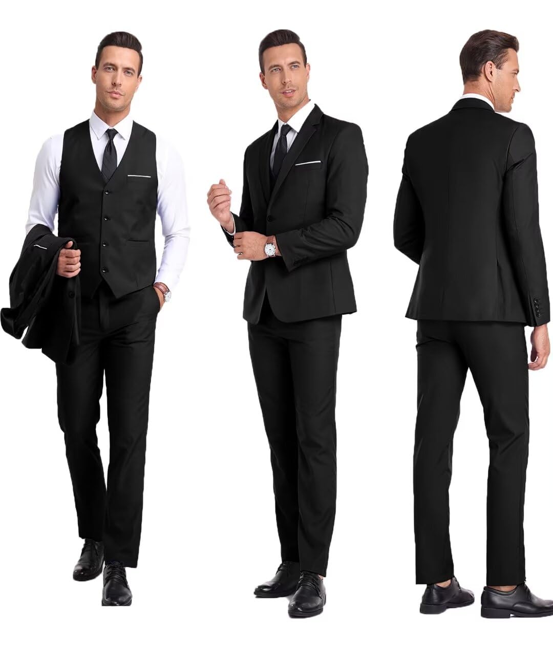 Men's 3-Piece Slim Fit Suit Set - Wedding & Groomsmen Formal Attire with Jacket, Vest, Pants & Tie | Perfect for Weddings, Business Meetings & Special Occasions