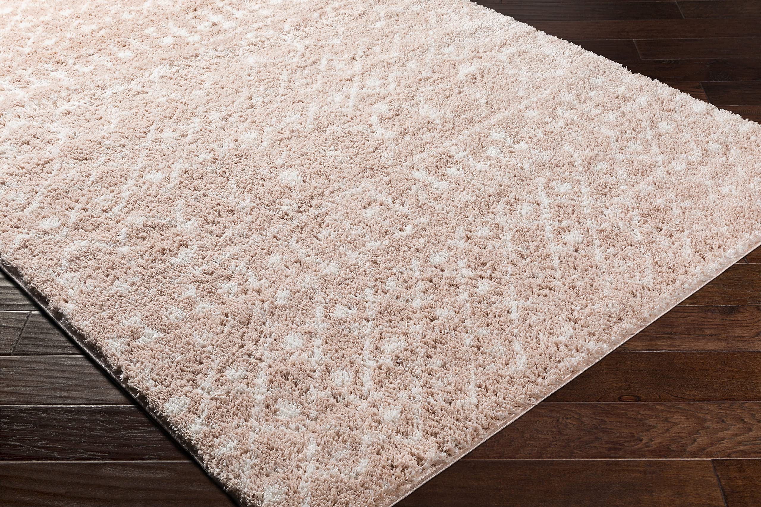 Mark&Day 5x7 Shag Area Rug - Soft Blush Pink & White Plush Carpet for Living Room, Bedroom, Kitchen - 5'3