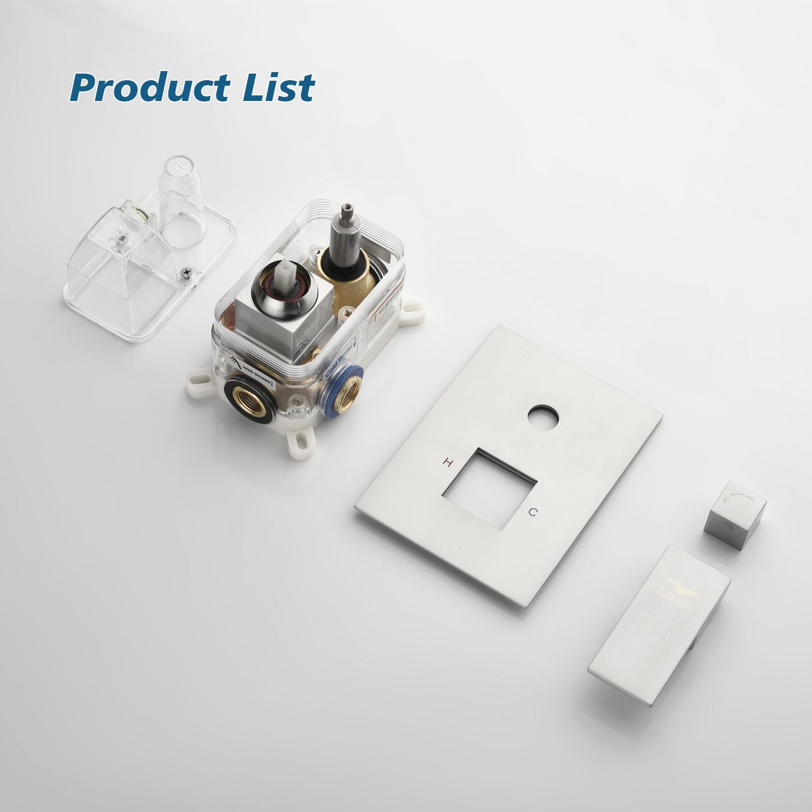 QISHENG Solid Brass Pressure Balance Shower Diverter Valve - 2 Function Outlet, Brushed Nickel Trim Kit for Bathroom Shower Replacement | Perfect for Modern Bathroom Renovations & Shower System Upgrades