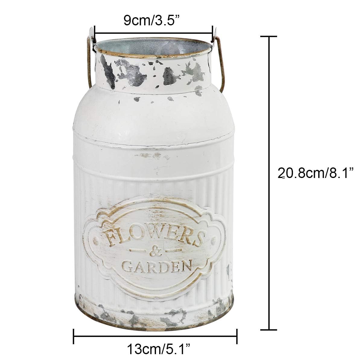 VANCORE Shabby Chic Metal Milk Jug Planter - Rustic Farmhouse Flower Vase for Home Decor, Wedding Centerpiece & Garden Display