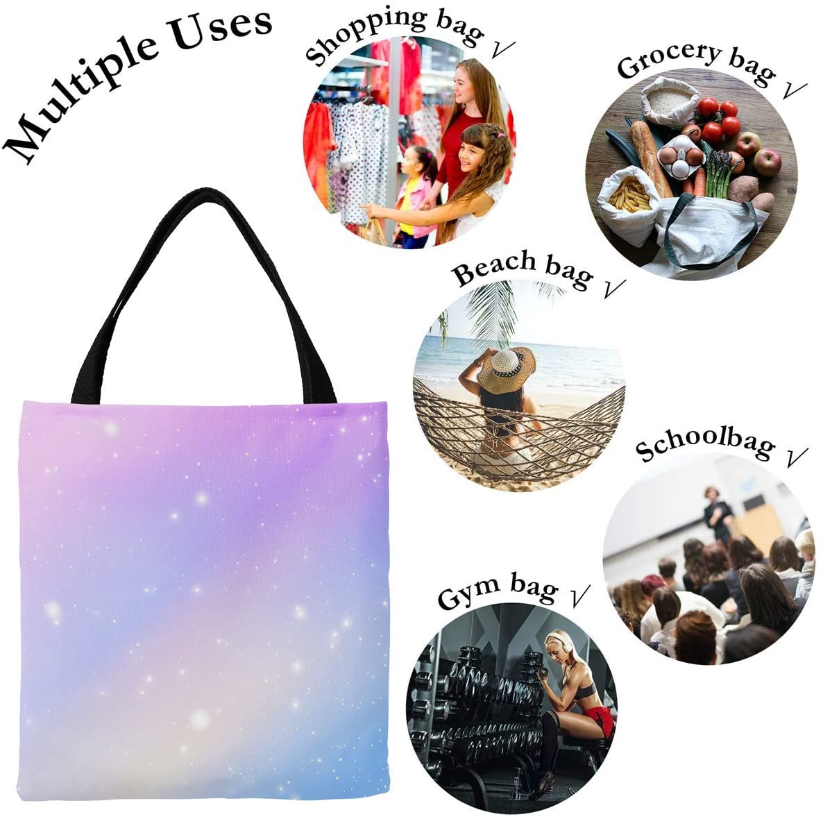 Personalized Canvas Tote Bag with Cute Goat Print - Reusable Grocery Shopping Bag for Women & Girls - Eco-Friendly Shoulder Bag Gift for Work, School & Farmers Market