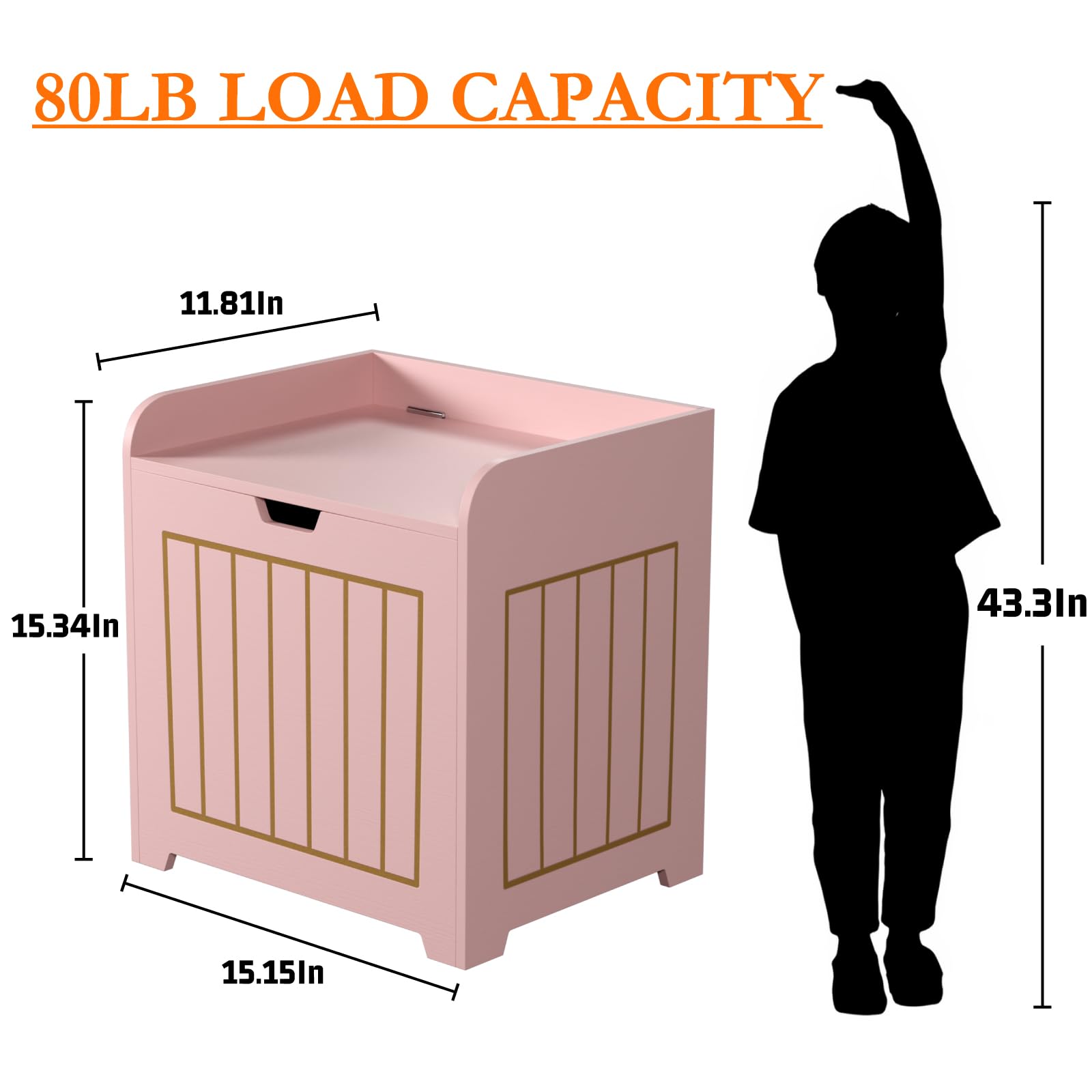 Pink Wooden Kids Storage Chest - Small Cube Toy Organizer Box for Clothes, Toys & Plants - Entryway Storage Bin & Square Nightstand for Playroom, Bedroom, Nursery - Perfect for Home Organization & Kids Room Decor