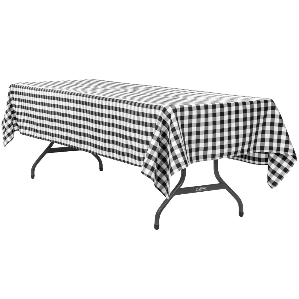 Black & White Gingham Checkered Rectangular Polyester Tablecloth 60x120 Inches - Perfect for Picnics, Parties, and Dining Room Decor