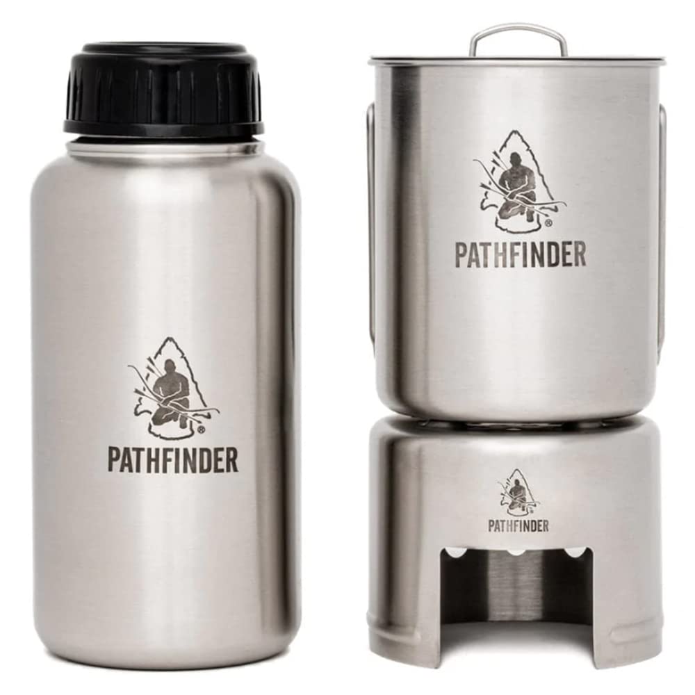 **Pathfinder School Stainless Steel Bottle Cooking Kit – Durable Camping & Survival Gear for Outdoor Adventures, Hiking, and Emergency Preparedness**