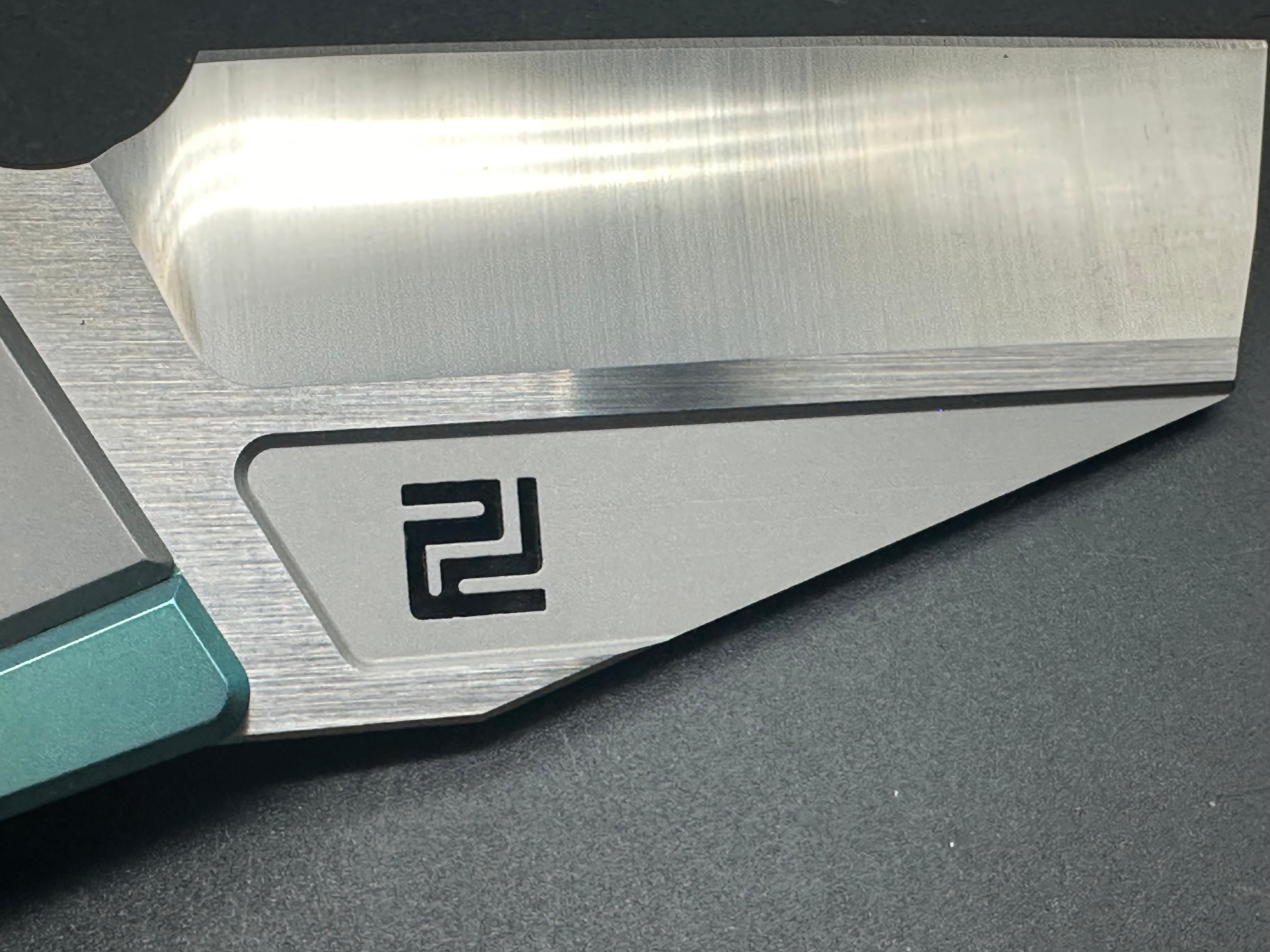 Artisan Cutlery Ravine S35VN Folding Knife - Wharncliffe Blade, Green/Gray Titanium Handles - EDC Pocket Knife for Camping, Hiking & Outdoor Adventures