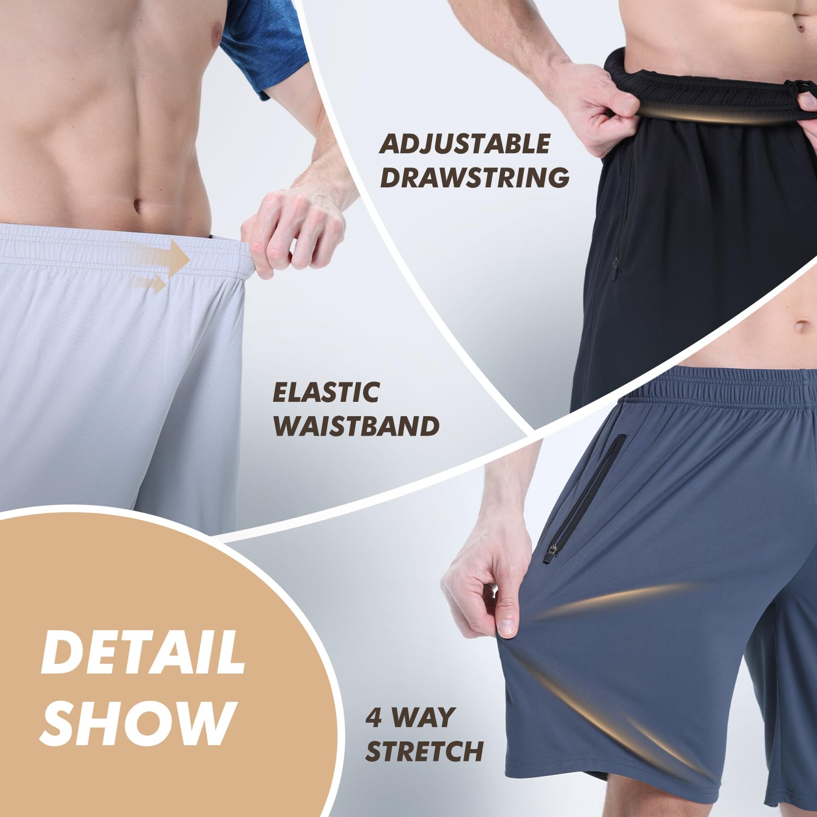 5 Pack Men's Athletic Basketball Shorts with Zipper Pockets - Lightweight Quick Dry Gym Workout Running Shorts for Men - Perfect for Basketball, Gym, Jogging & Casual Wear