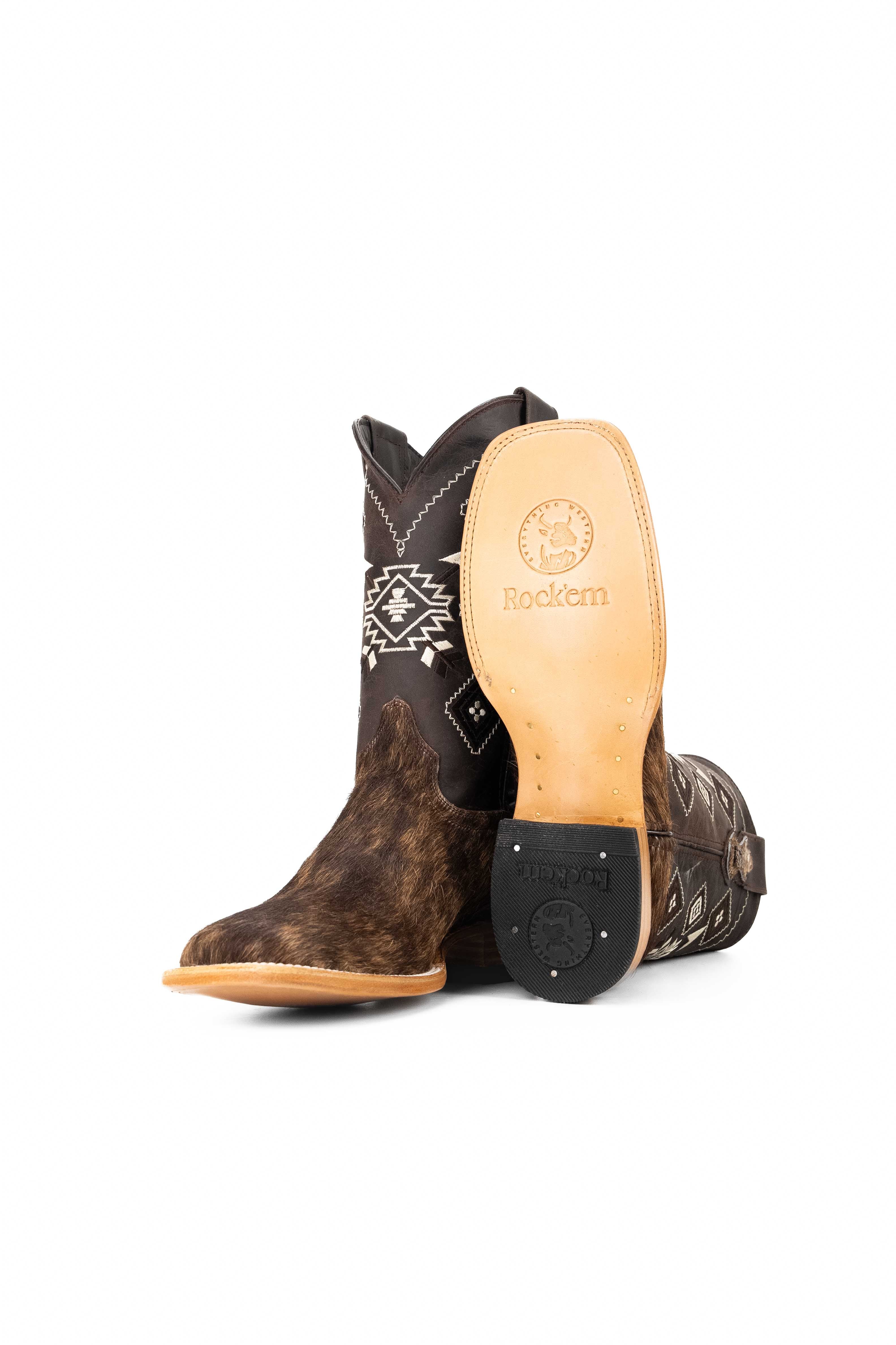 Authentic Men's Cowhide Square Toe Cowboy Boots - Size 10 Western Style Boots for Country Dancing, Rodeo & Outdoor Adventures - Durable & Comfortable Leather Boots for Men