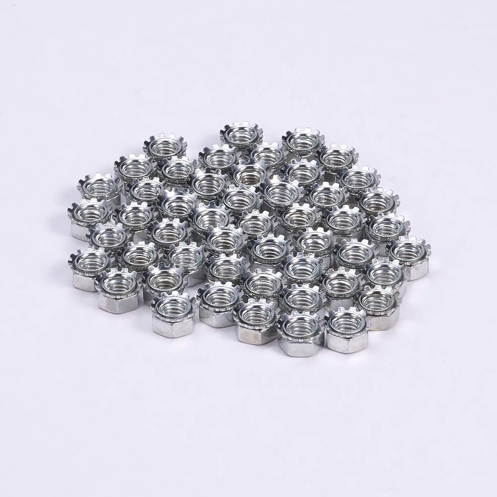 MroMax M4 K-Lock Nuts - Silver Zinc Plated Carbon Steel Keps Lock Nuts (50Pcs) - Hardware Fastening Accessories for Machinery, Furniture & Electrical Appliances - Secure Fastening Solution for DIY Projects & Industrial Use