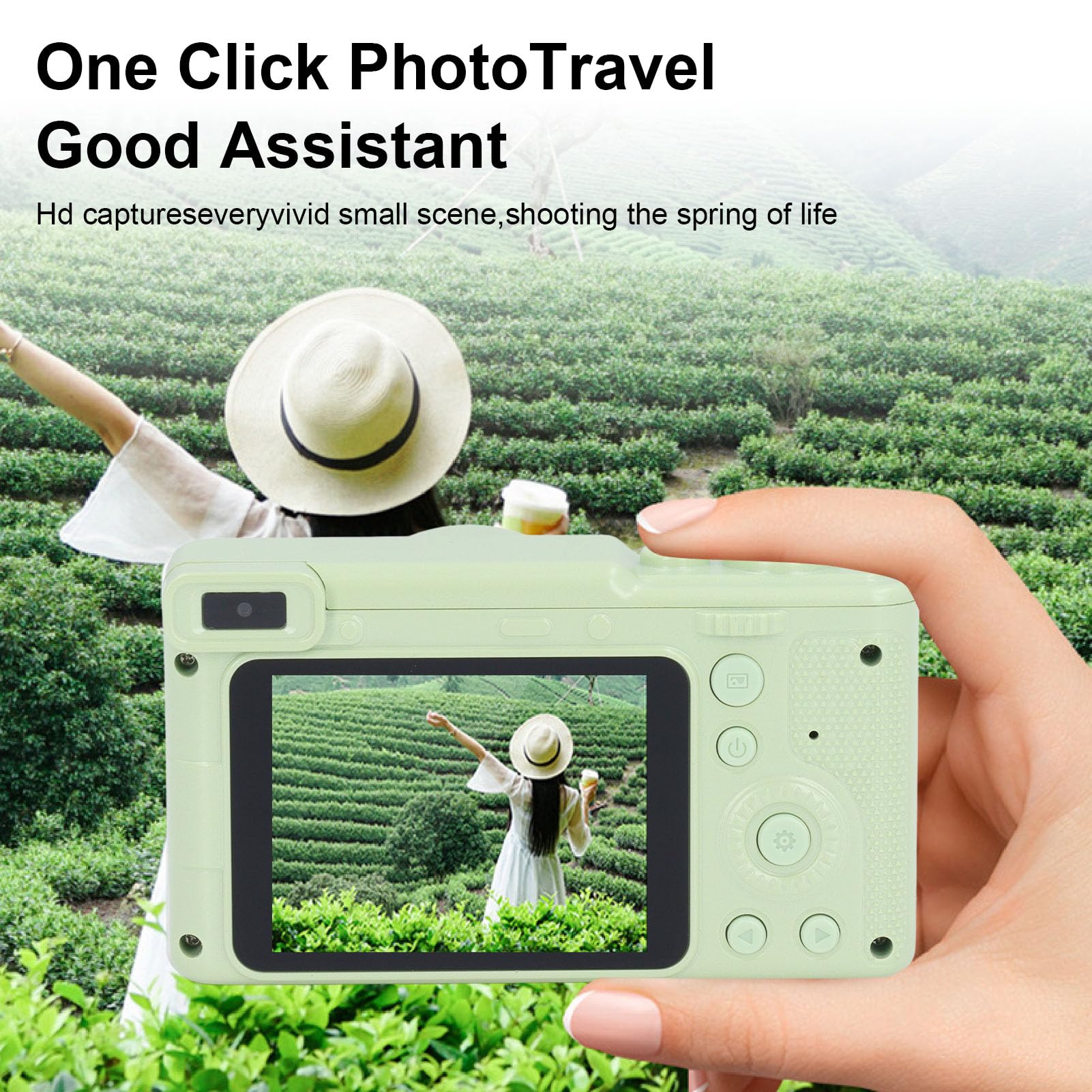 HD Digital Camera with 2.4in IPS Display | 8X Zoom Dual Front & Rear Cameras | Anti-Shake & Auto Focus | Night Vision & Built-in Filters | Perfect for Travel Vlogging & Photography (Green)