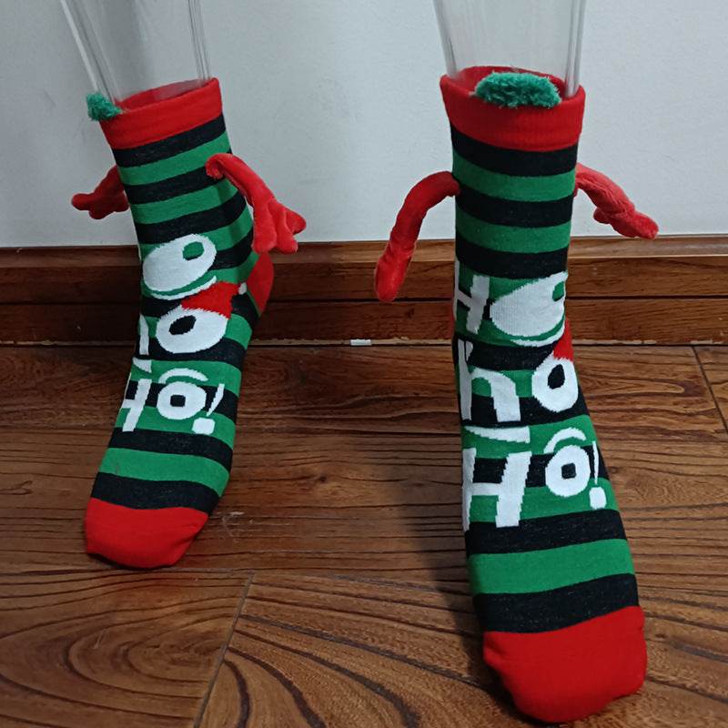 Cozy Christmas Socks for Hand Holding - Warm Holiday Couple Socks for Christmas Gifts, Stocking Stuffers & Romantic Winter Nights