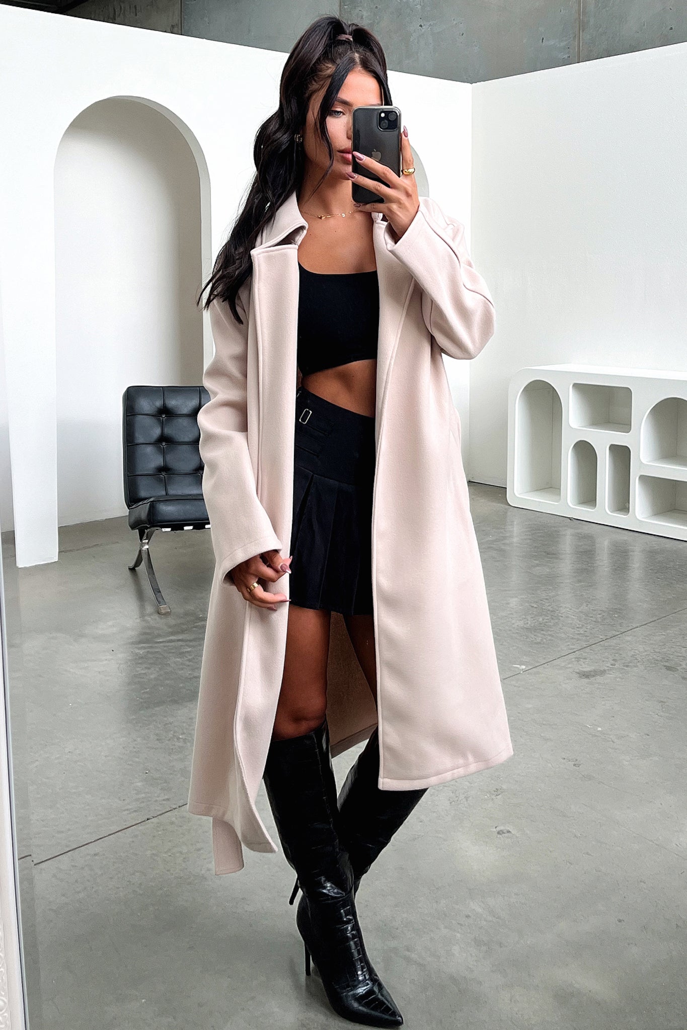 Francesca Women's Beige Trench Coat - Classic Long Wool Blend Overcoat for Fall & Winter | Perfect for Office, Dating & Outdoor Activities