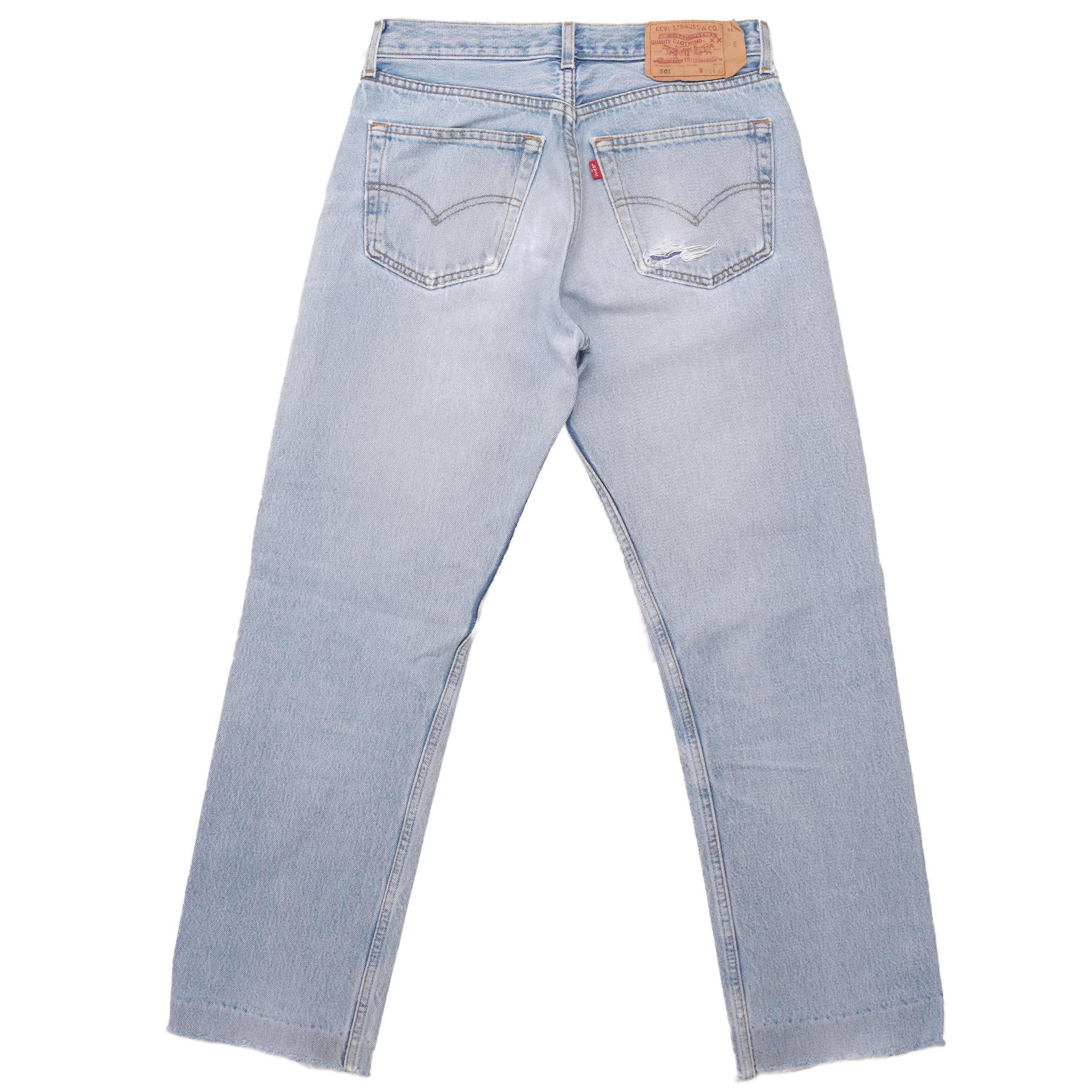 Vintage 1990's Levi's Red Tab 501 Raw Hem Denim Jeans for Men - Classic Straight Fit Distressed Denim Pants for Casual Wear & Retro Fashion