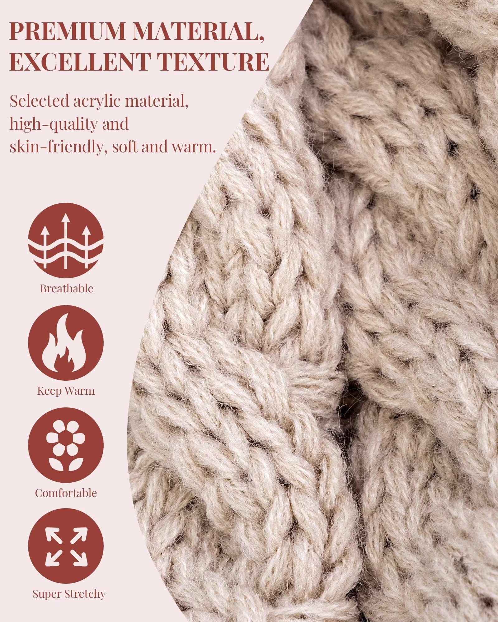 3 PCS Women's Knit Beanie Hats with Pom Pom - Warm Winter & Fall Fashion Hats for Ladies - Perfect for Outdoor Activities, Skiing, Snowboarding & Casual Winter Wear