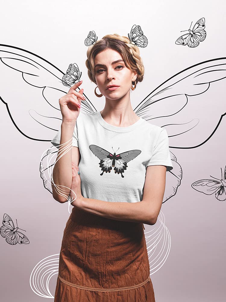 Grunge Gray Butterfly Graphic T-Shirt for Women - Stylish & Comfortable Casual Tee for Streetwear, Concerts & Everyday Outfits