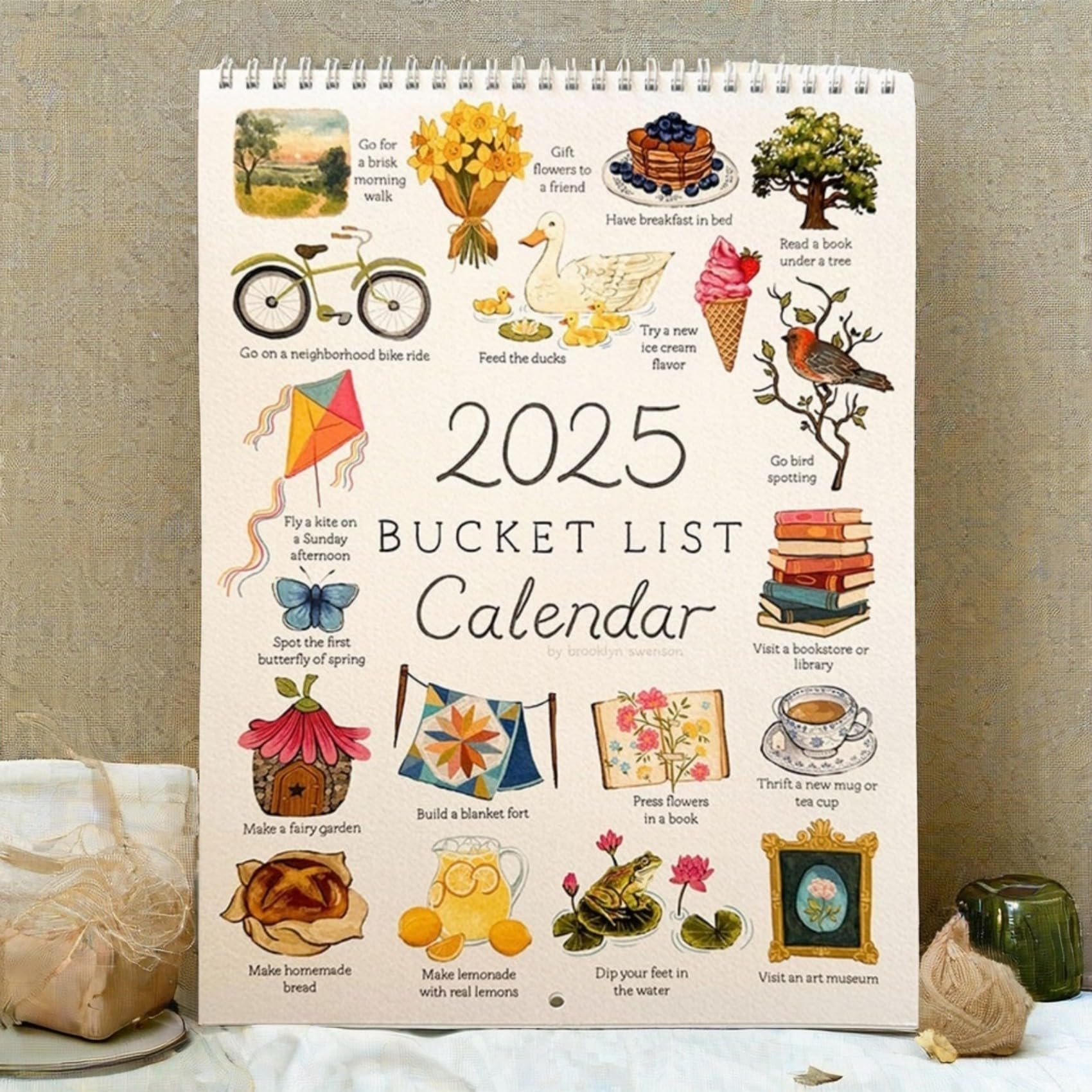 2025 Bucket List Calendar & Dream Journal - Monthly Wall & Desk Planner for Couples, Travel & Adventure - Includes Blank Bucket List Cards - Perfect for Retirement Life, Goal Setting & Family Planning (1PC) - Ideal for Home Office, Gift Giving & Personal Organization