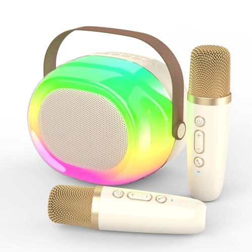 Beige 2 mics-colorful lights