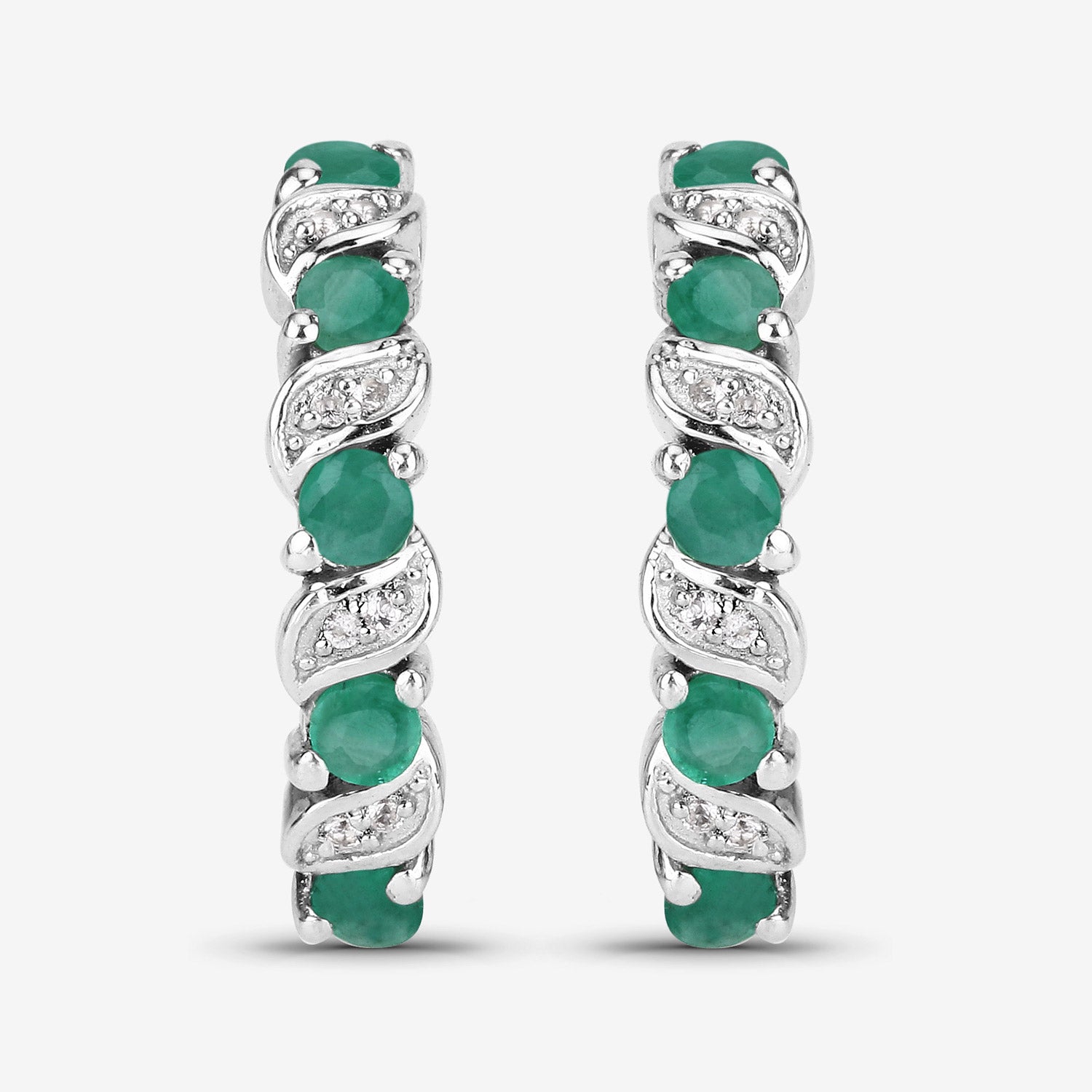 Genuine Green Emerald Hoop Earrings for Women - 14K Gold Plated Dangle Earrings - Elegant Jewelry Gift for Birthday, Anniversary & Special Occasions