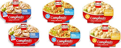 Hormel Compleats Chicken Variety Pack - Chicken Alfredo, Rice & Chicken, Dumplings & Chicken (6 Meals Total) | Microwaveable Ready-to-Eat Meals for Office Lunch, Quick Dinner & Emergency Food Supply