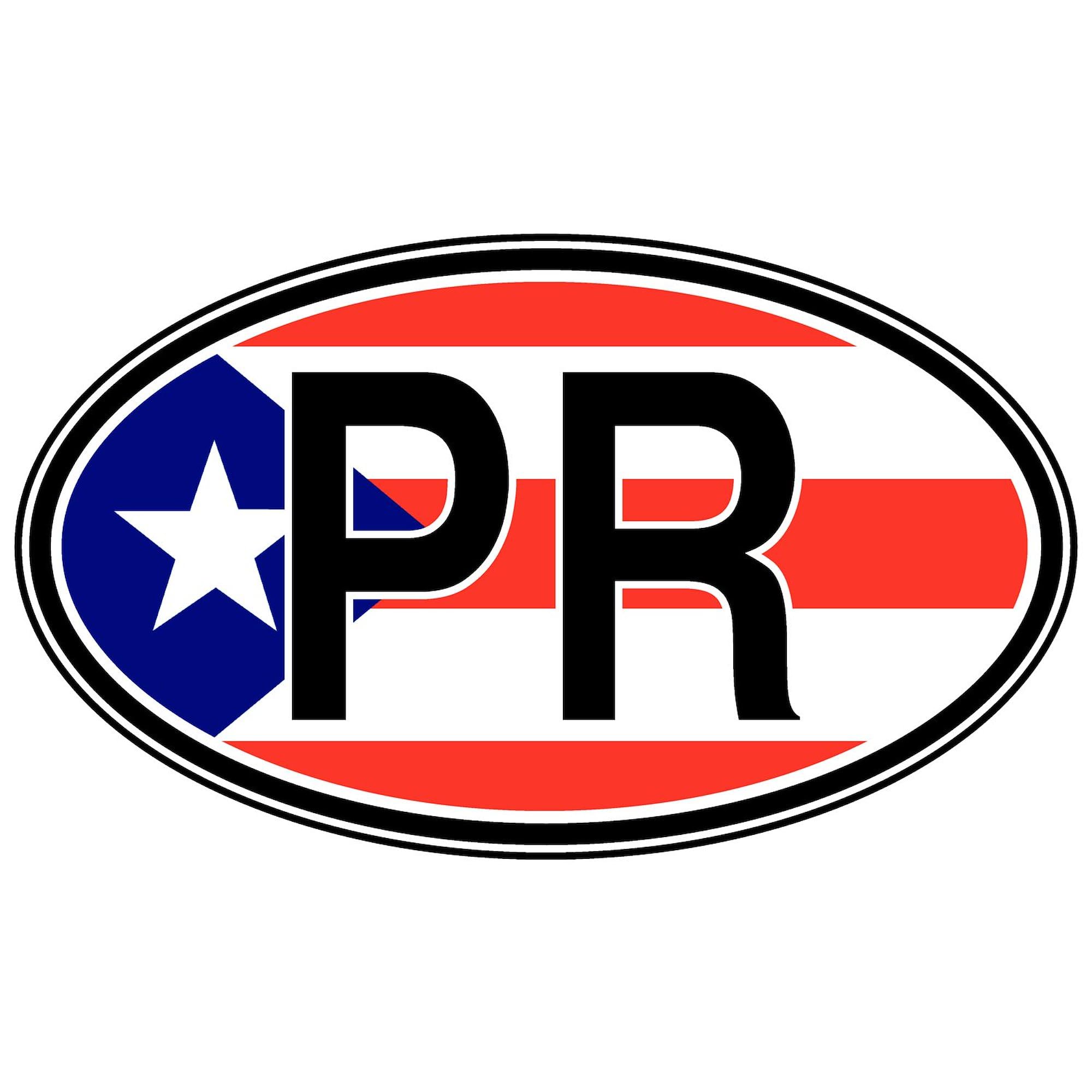 Puerto Rico Euro Oval Sticker - Durable Vinyl Car Bumper Decal for Cars, Laptops & Travel Luggage - Show Your Puerto Rican Pride Anywhere