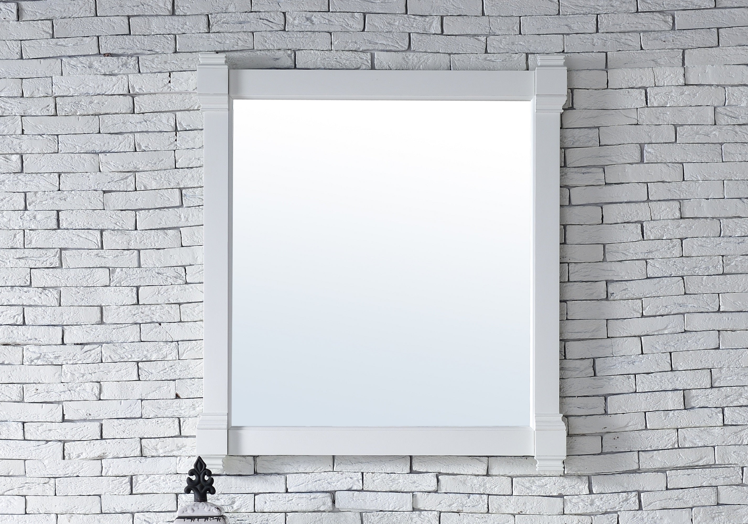 Brittany 35-Inch Wall Mirror in Bright White - Perfect for Bedroom, Bathroom & Entryway Decor