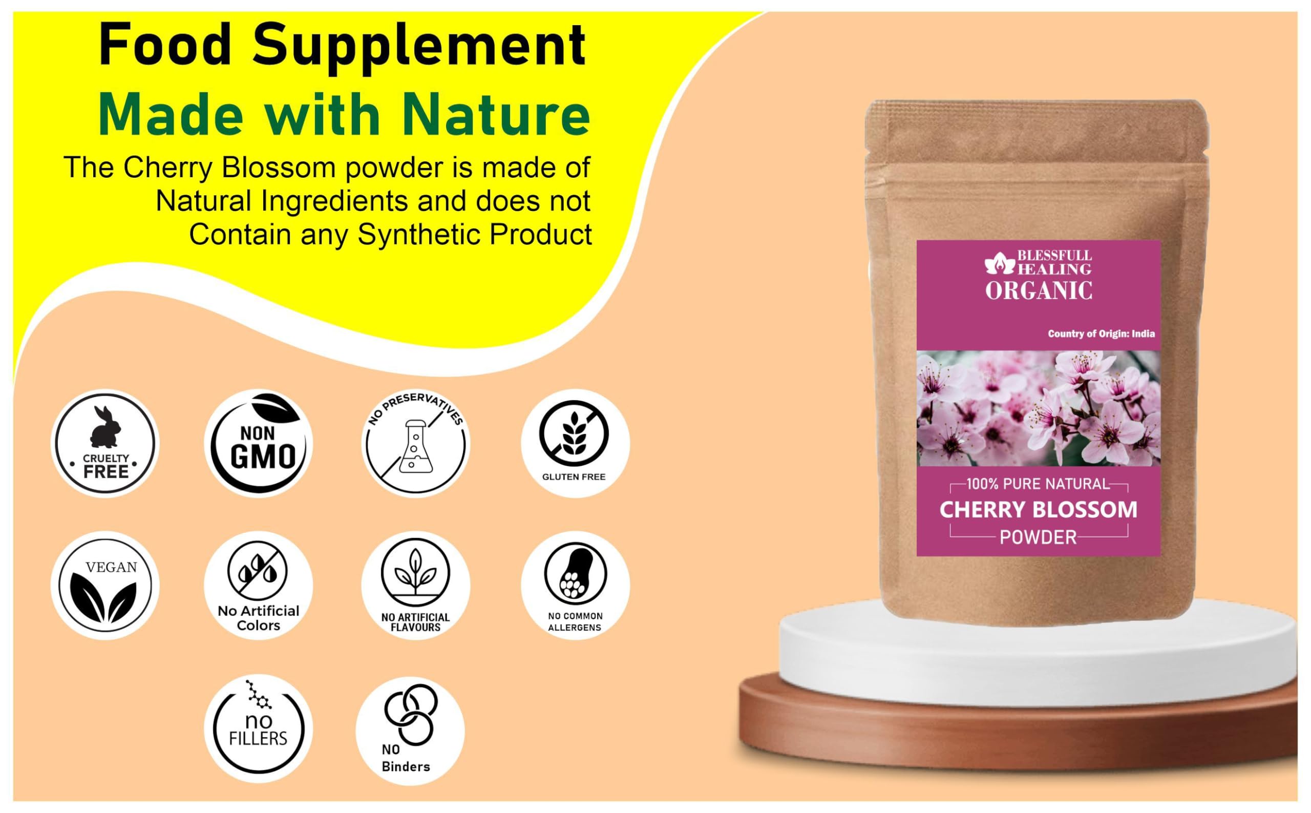 Organic Cherry Blossom Powder 100% Pure Natural - 200g (7.05 oz) for Baking, Skincare & Tea | Premium Japanese Sakura Flower Extract