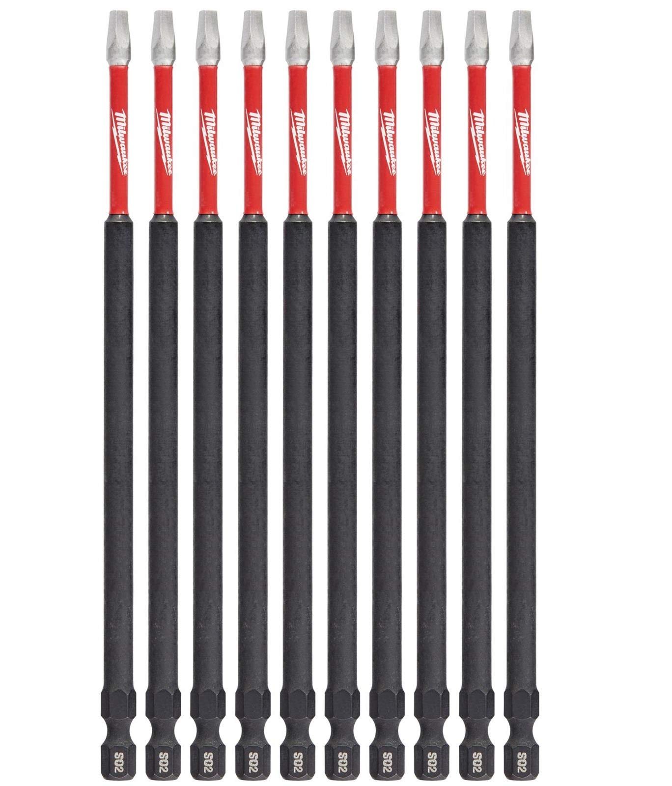 Milwaukee #2 Square Recess Shockwave 6-Inch Power Bit (10-Pack) - Durable Screwdriver Bits for Power Drills, Impact Drivers & DIY Projects