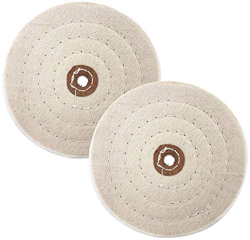 LINE10 6-Inch White Soft Buffing Wheel Set of 2 for Bench Grinder - Extra Thick Polishing Pads for Metal, Wood & Jewelry Polishing - Perfect for DIY Projects & Professional Workshop Use