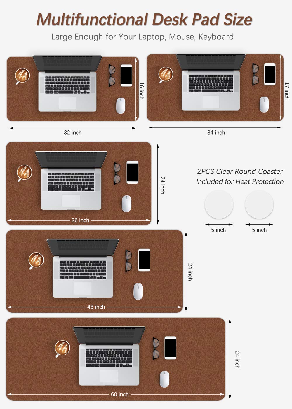 Premium PU Leather Desk Mat - 16