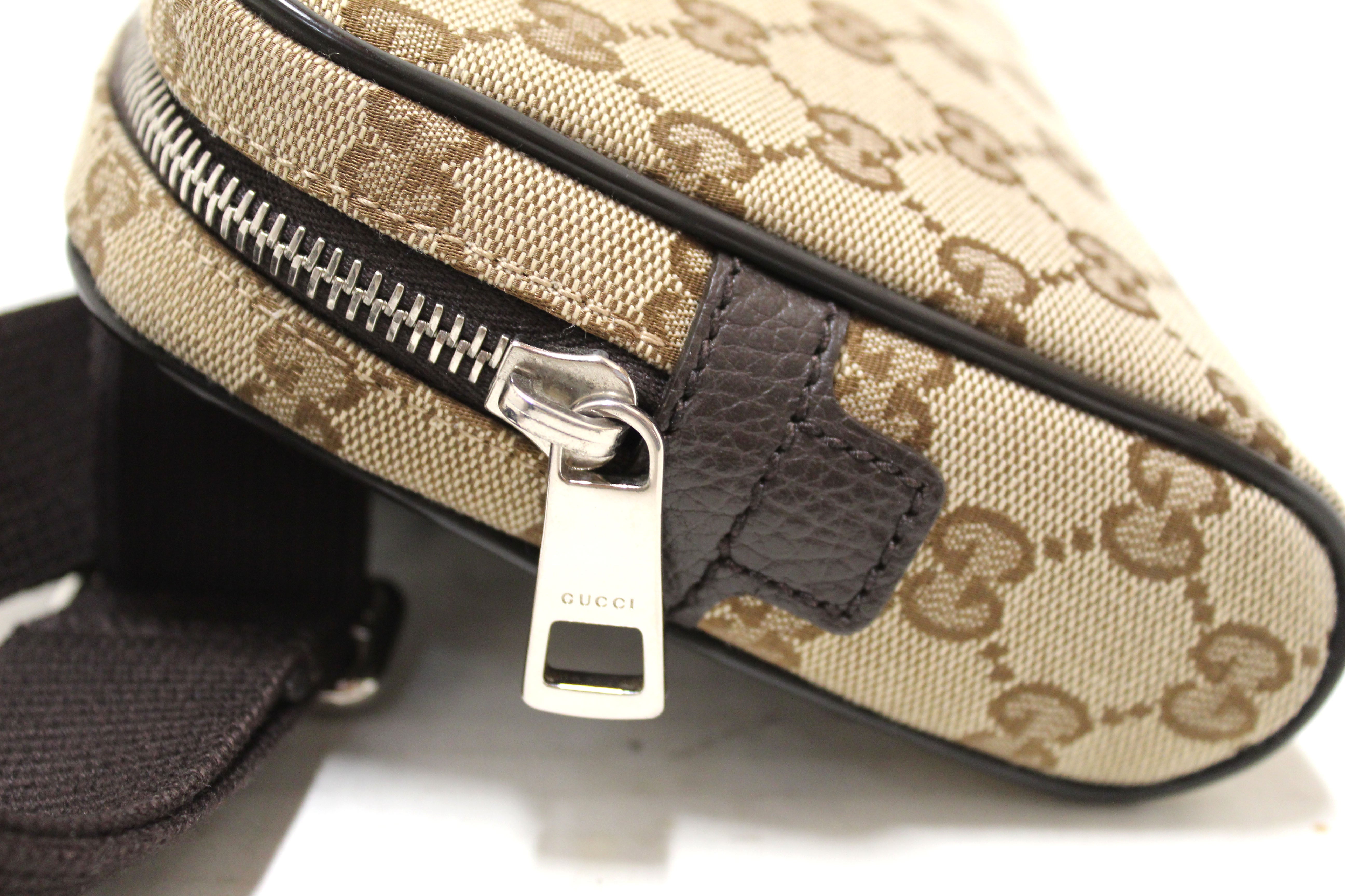 Authentic Gucci GG Canvas Waist Bag in Brown - Signature GG Monogram Fabric Belt Bag for Women - Perfect for Travel, Shopping & Everyday Use