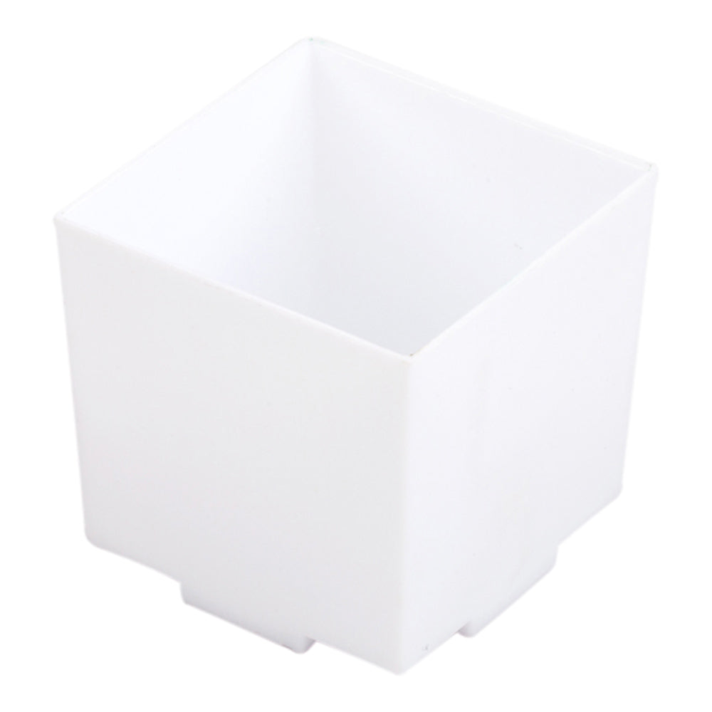 100-Pack 3 oz Square White Plastic Quadrato Cups with 100 Silver Mini Spoons - Perfect for Parties, Desserts, and Coffee Sampling
