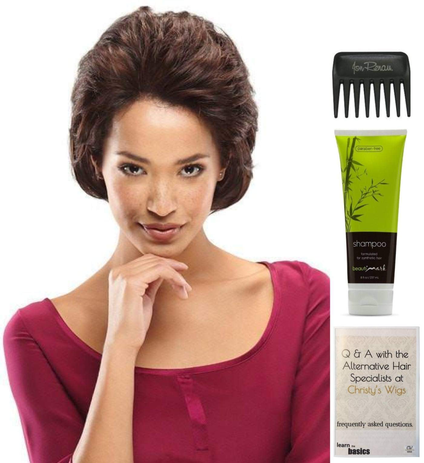 Jon Renau Hillary Wig Bundle - 4 Items (10/26TT Color) with Christy's Wigs Q&A Booklet, BeautiMark Synthetic Shampoo & Wide Tooth Comb - Perfect for Daily Styling, Cosplay & Hair Care Routine