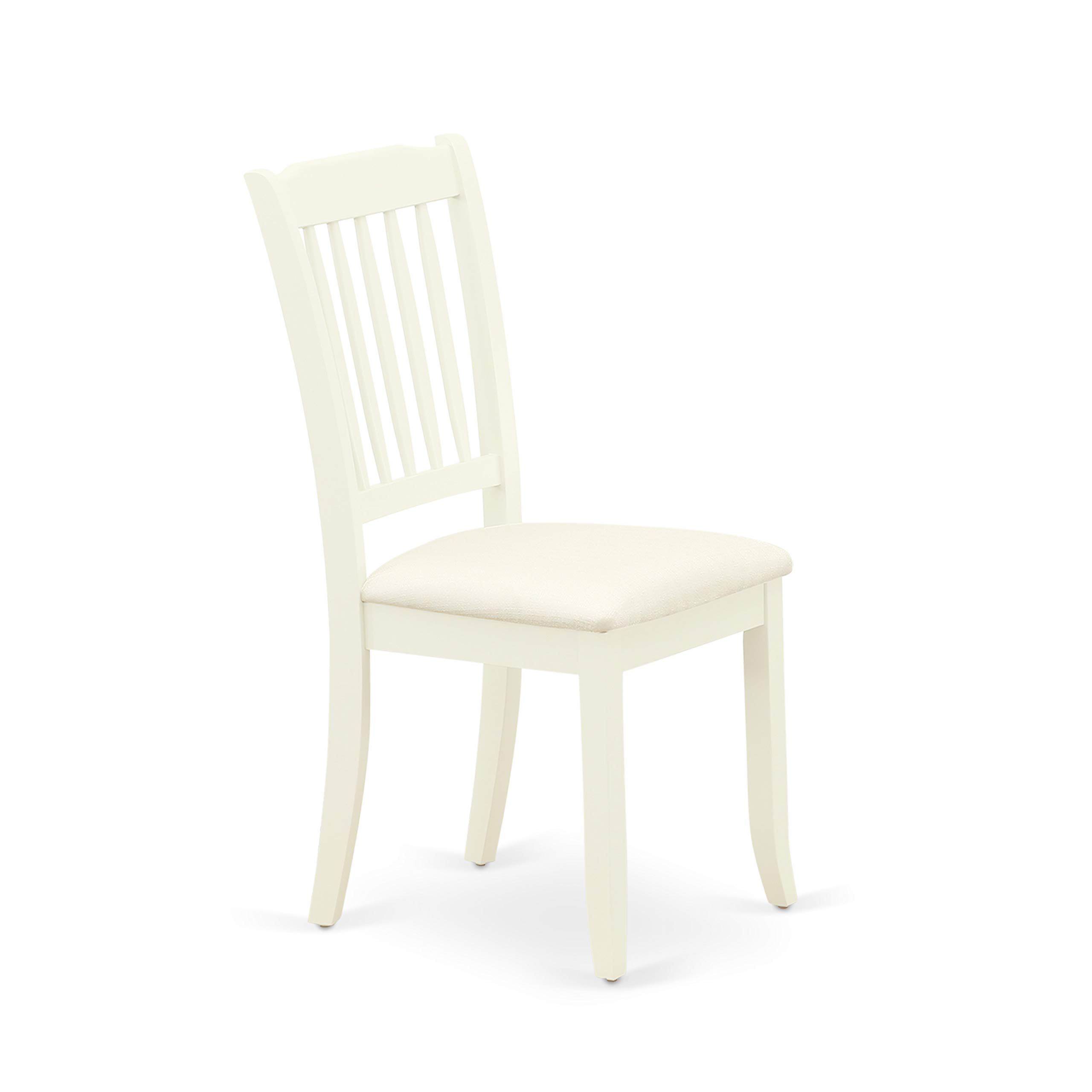 East West Furniture LGDA5-LWH-C 5-Piece White Linen Dining Set with Extendable Table & 4 Upholstered Chairs, 42x84 Inch - Perfect for Small Kitchens, Breakfast Nooks & Compact Dining Spaces
