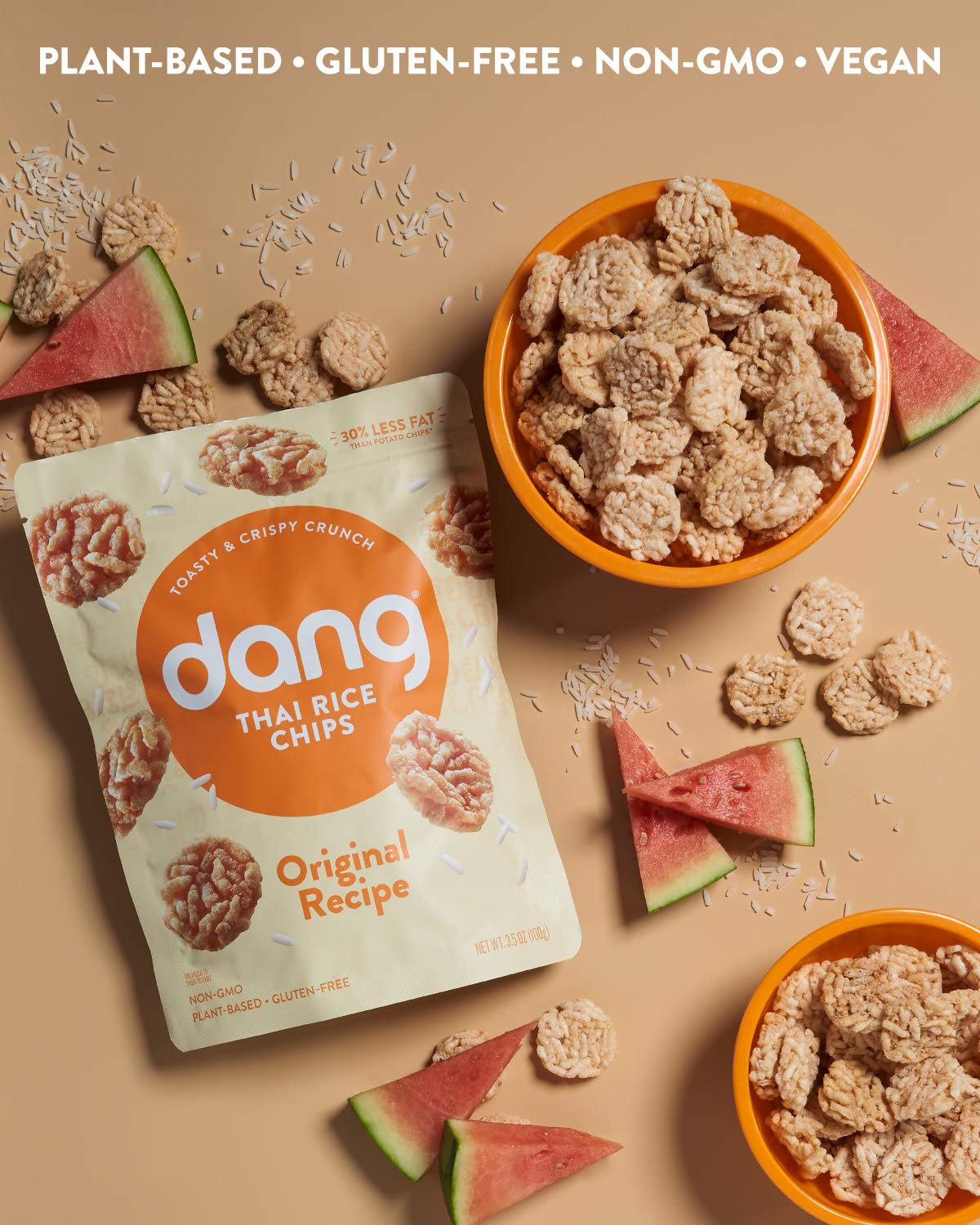 Gluten Free Thai Rice Chips - Healthy Snacks, Soy & Preservative Free - Perfect for Travel & Parties