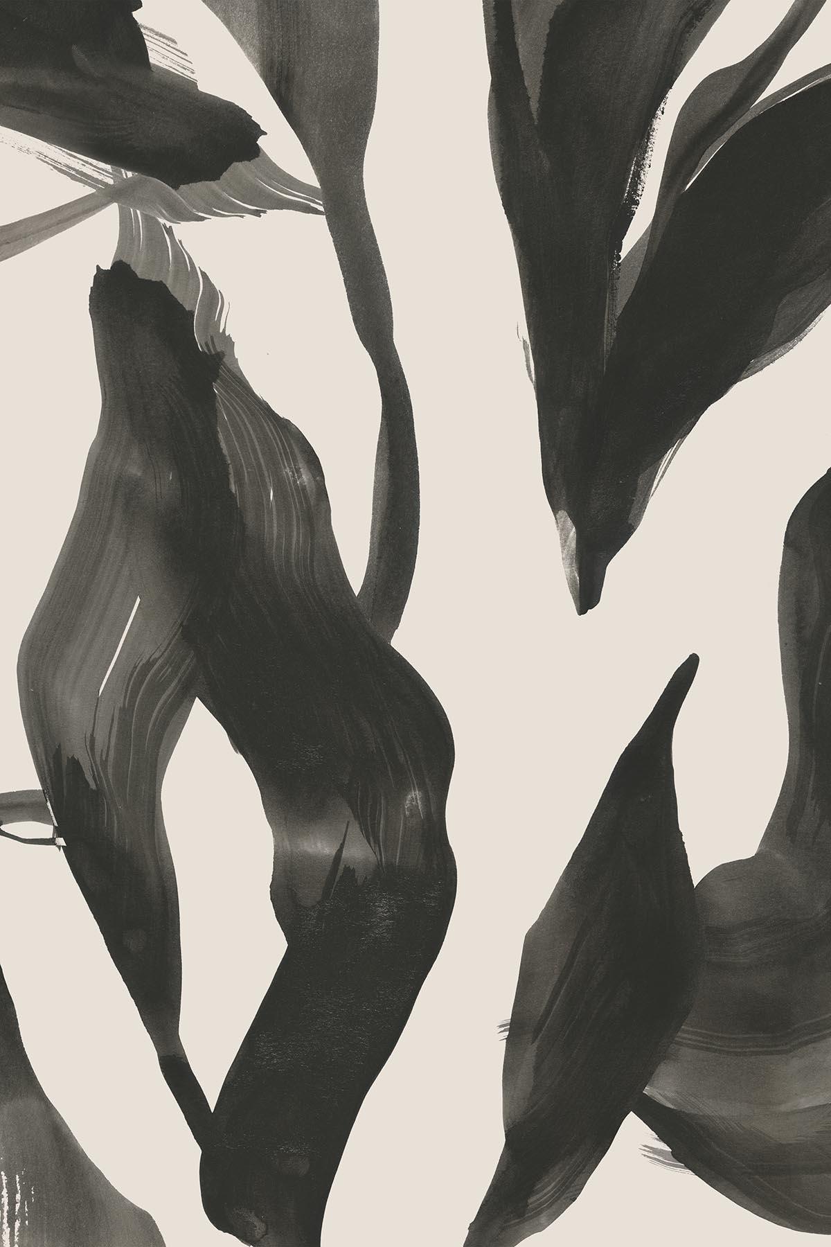 Abstract Leaf Black Wall Art - Modern Botanical Print for Home & Office Decor - Perfect for Living Room, Bedroom, or Workspace