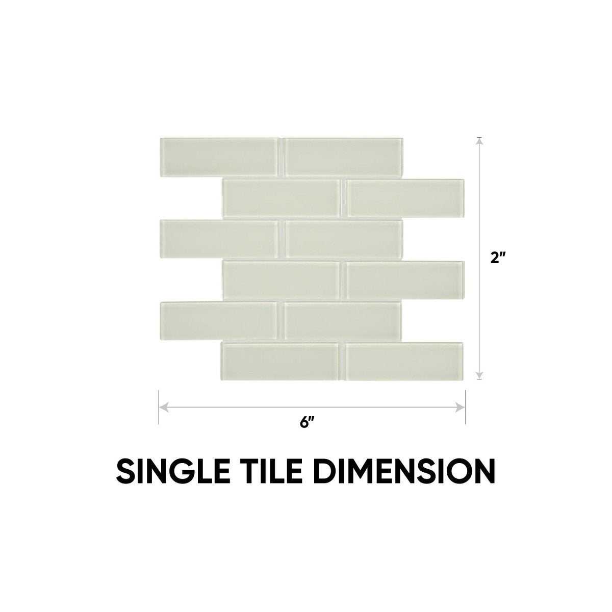 2 x 6 Inch Element Sand Brick Glossy Glass Mosaic Tiles - Peel and Stick Backsplash for Kitchen, Bathroom, and Fireplace Decor