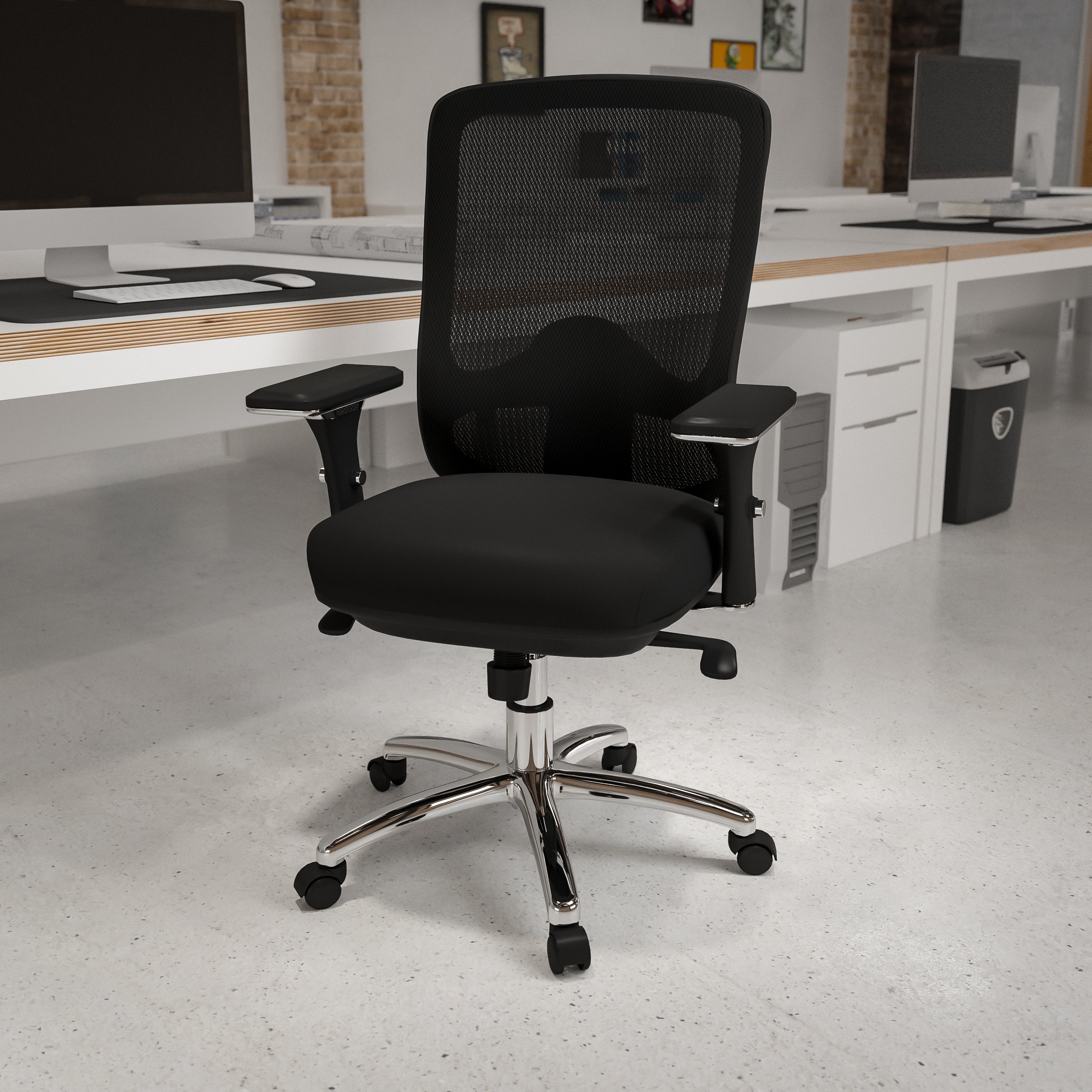 FLASH HERCULES Series Heavy Duty Big & Tall Office Chair - 350 lb Weight Capacity, Black Mesh, Ergonomic Swivel Design for 24/7 Intensive Use - Perfect for Home Office, Gaming & Workspace Comfort