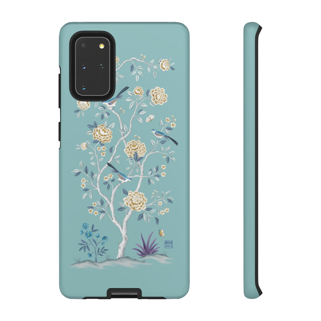 Stylish Teal Peony Tree Phone Case - Durable Protective Cover for iPhone & Samsung | Perfect for Everyday Use, Travel & Gifts