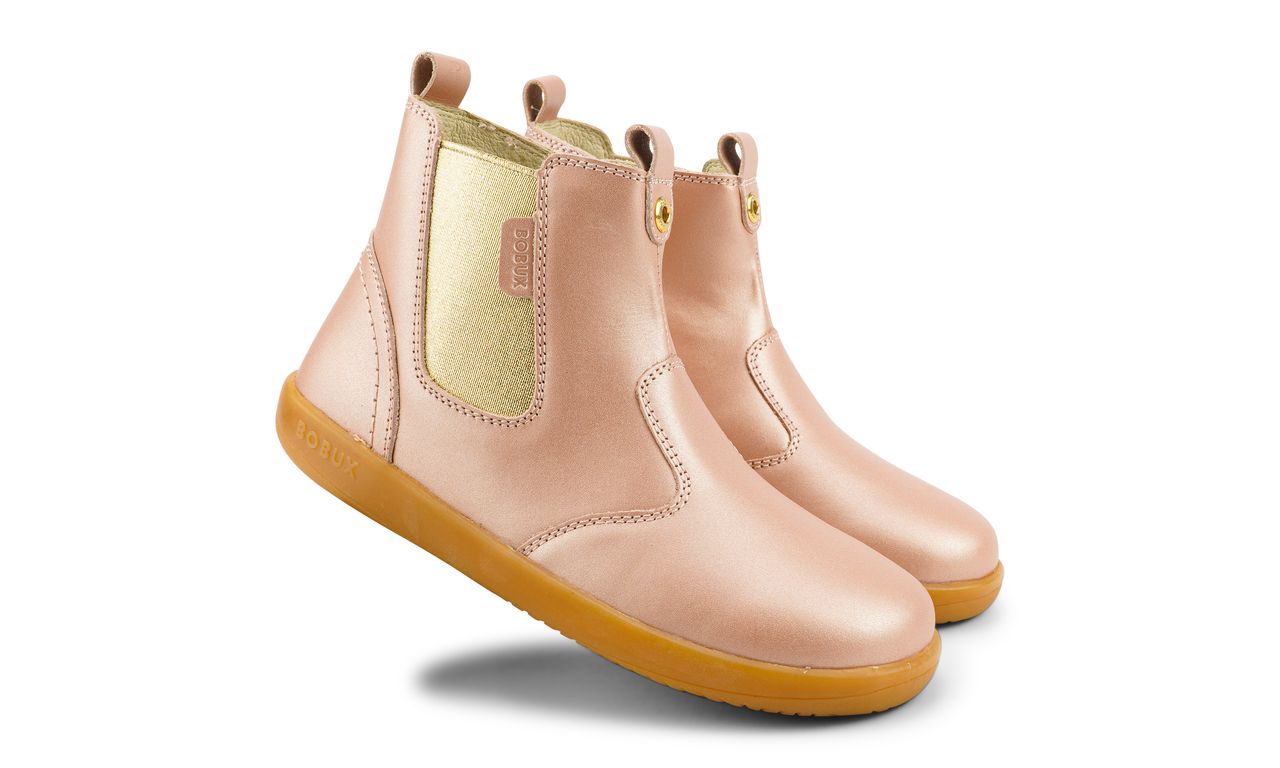 BOBUX JODHPUR KID+ Rose Gold Leather Shoes for Boys & Girls - Stylish & Comfortable Kids' Boots for School, Play & Outdoor Activities