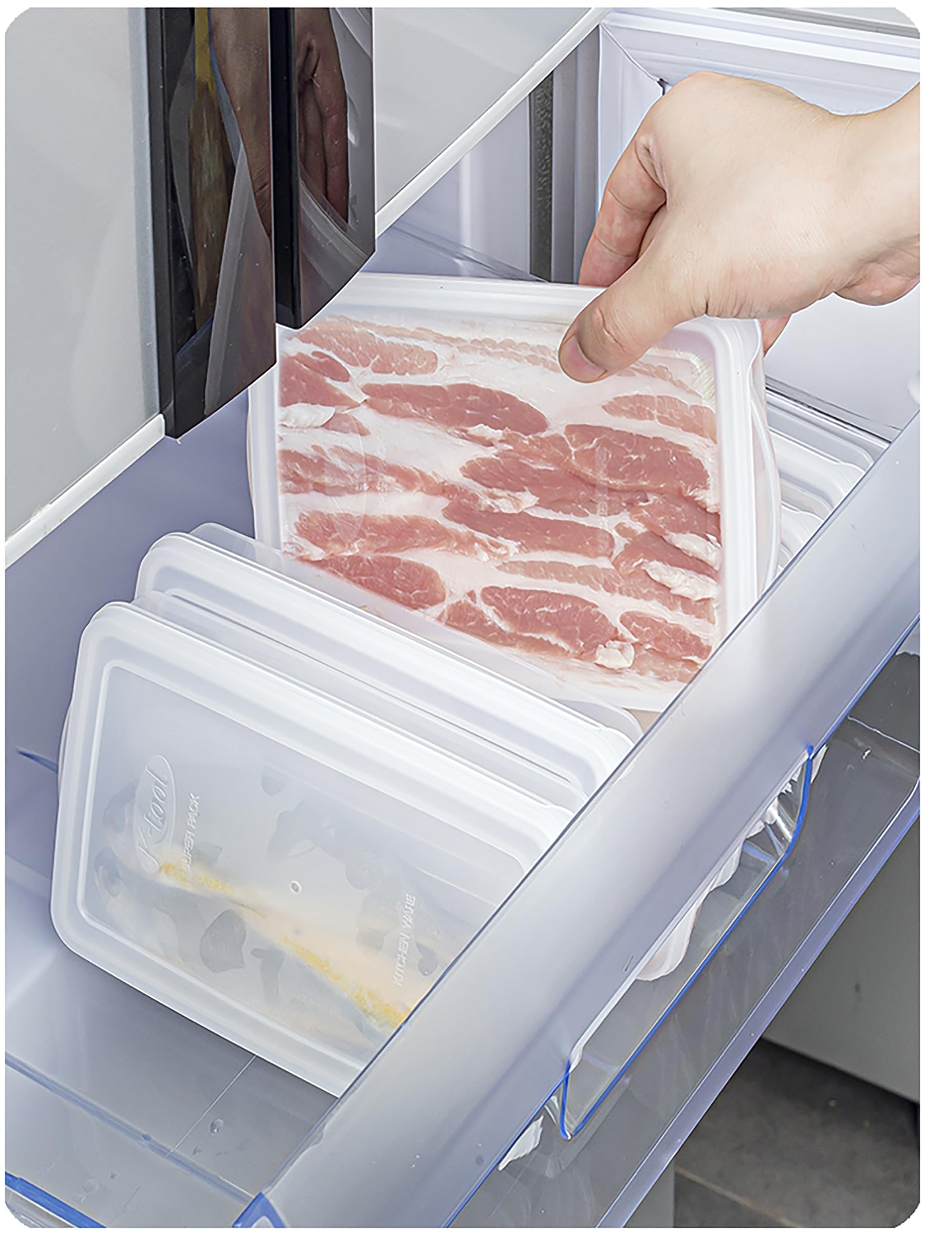 2-Pack Airtight Bacon Keepers - BPA-Free Plastic Food Storage Containers with Lids for Deli Meat, Sliced Cheese, Refrigerator & Freezer | Perfect for Meal Prep, Picnics & Leftovers