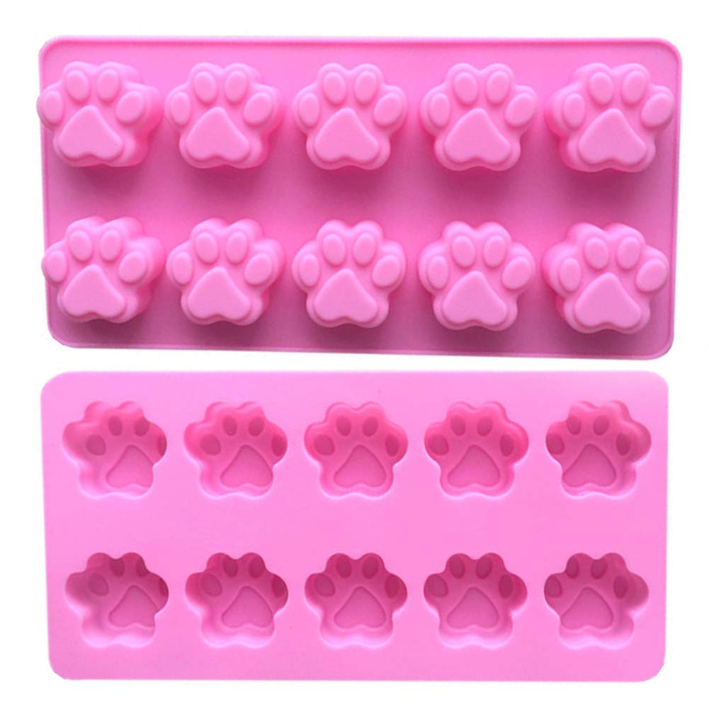 OREN 2-Piece Puppy Dog Paw & Bone Silicone Mold Set - Non-Stick Baking Molds for Dog Treats, Ice Cubes, Biscuits, Candies - Perfect for DIY Pet Snacks & Party Desserts